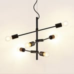 Lindby suspension Estar, noir, métal, 6 lampes, 57cm