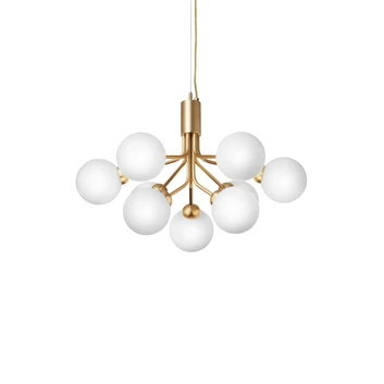 Apiales 9 Chandelier Latón Cepillado/Ópalo Blanco - Nuura