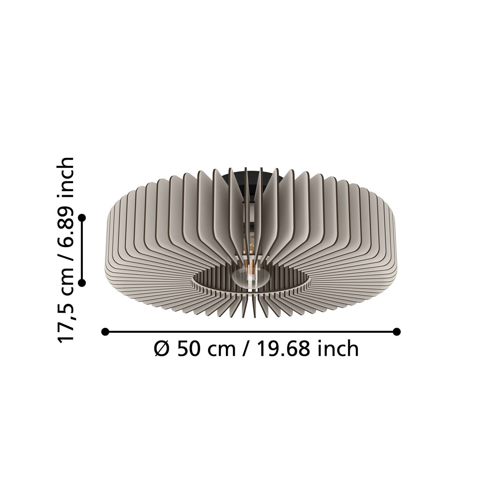 Lampa sufitowa Palombaia, biała, Ø 50 cm, stal/drewno, E27