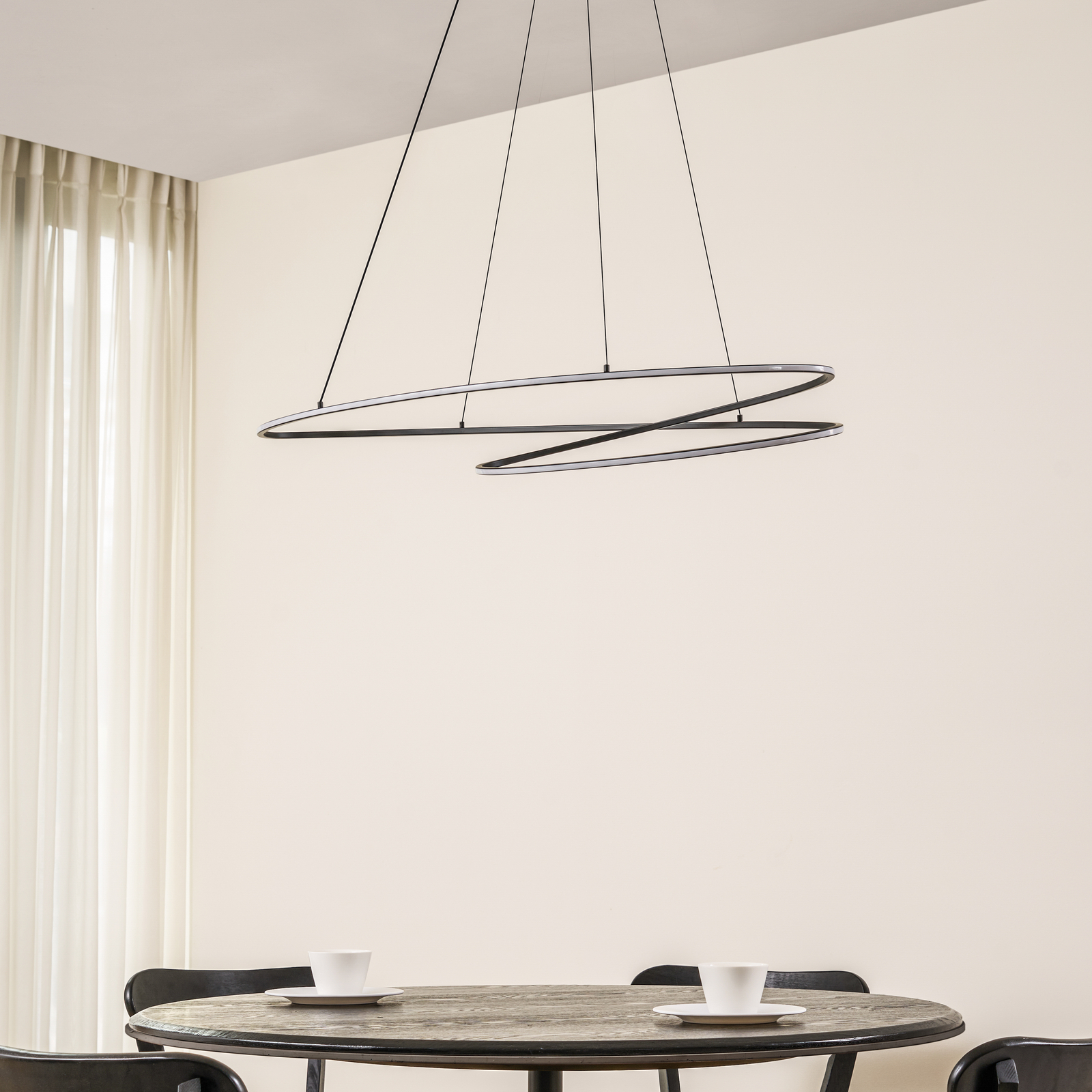 Lucande LED-hänglampa Gavril, 100 cm, svart, dimbar