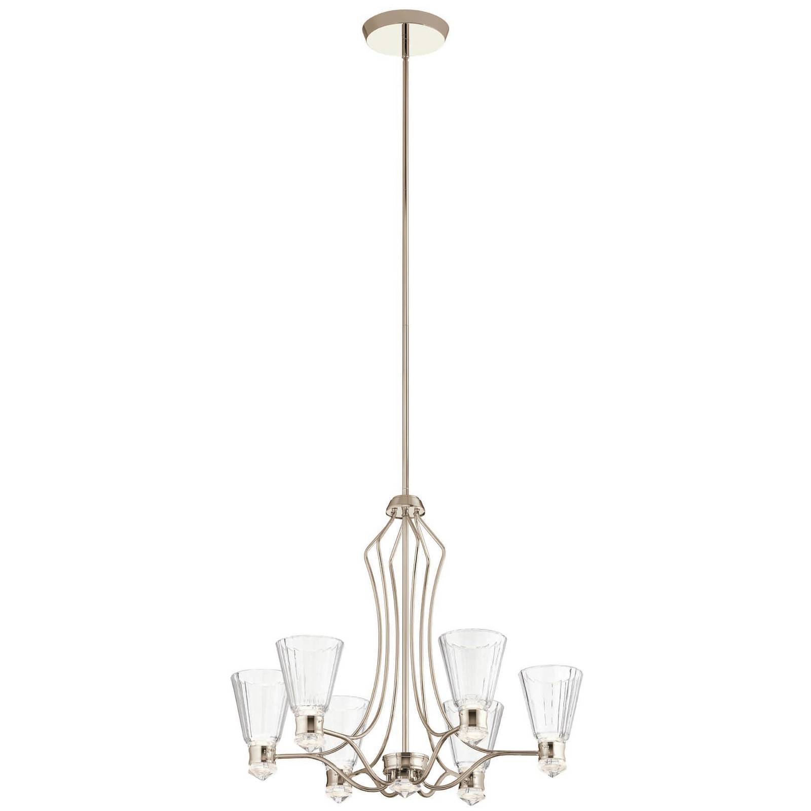 Lighting QN-KAYVA13-PN quintiesse Kronleuchter Kayva led 36W IP44 3000K Stahl Nickel poliert Glas klar facettiert H639cm Ø711cm höhenverstellbar