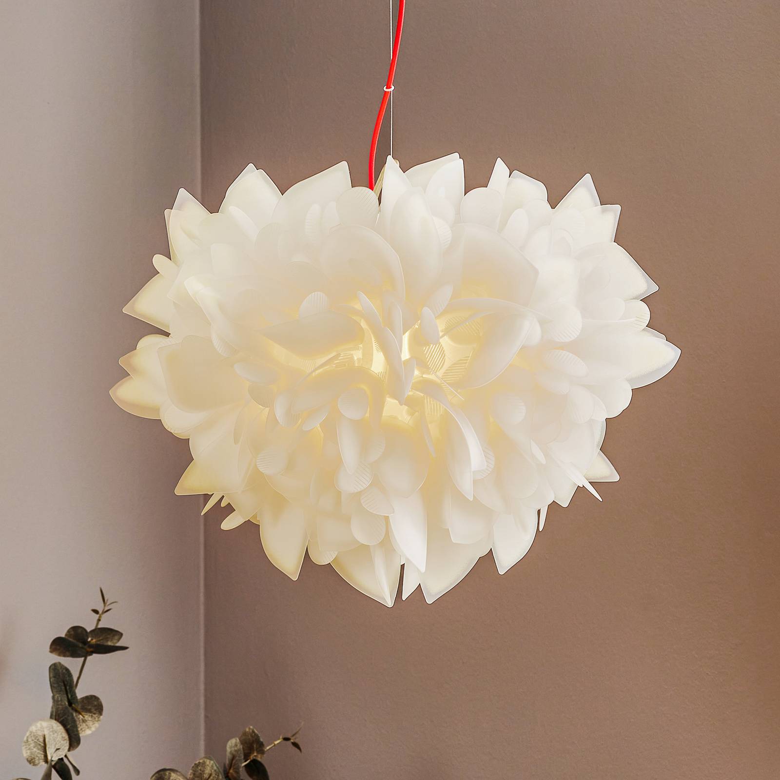 Slamp Veli Foliage suspension blanc-rouge Ø 45cm