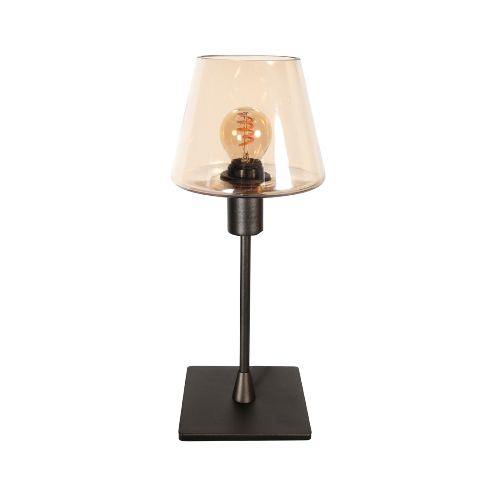 Galda lampa „Ancilla“ brūna/dzintara krāsā, 33 cm, metāls, stikls, E14