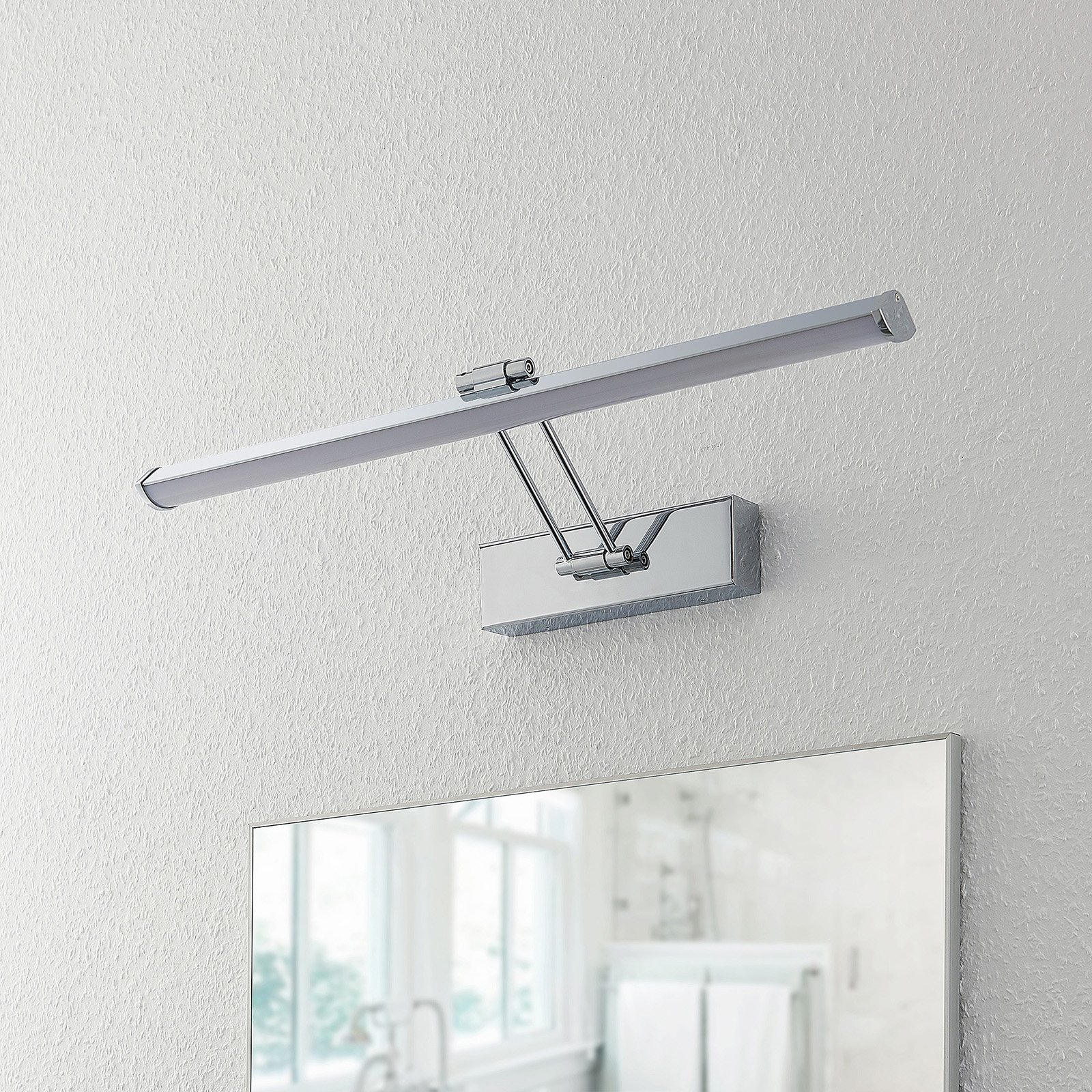 Lindby LED-Spiegelleuchte Sanya, 60 cm, chrom, Metall, IP44