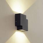 Candeeiro de parede exterior LED Lindby Fendir, preto, alumínio, 10,5 cm