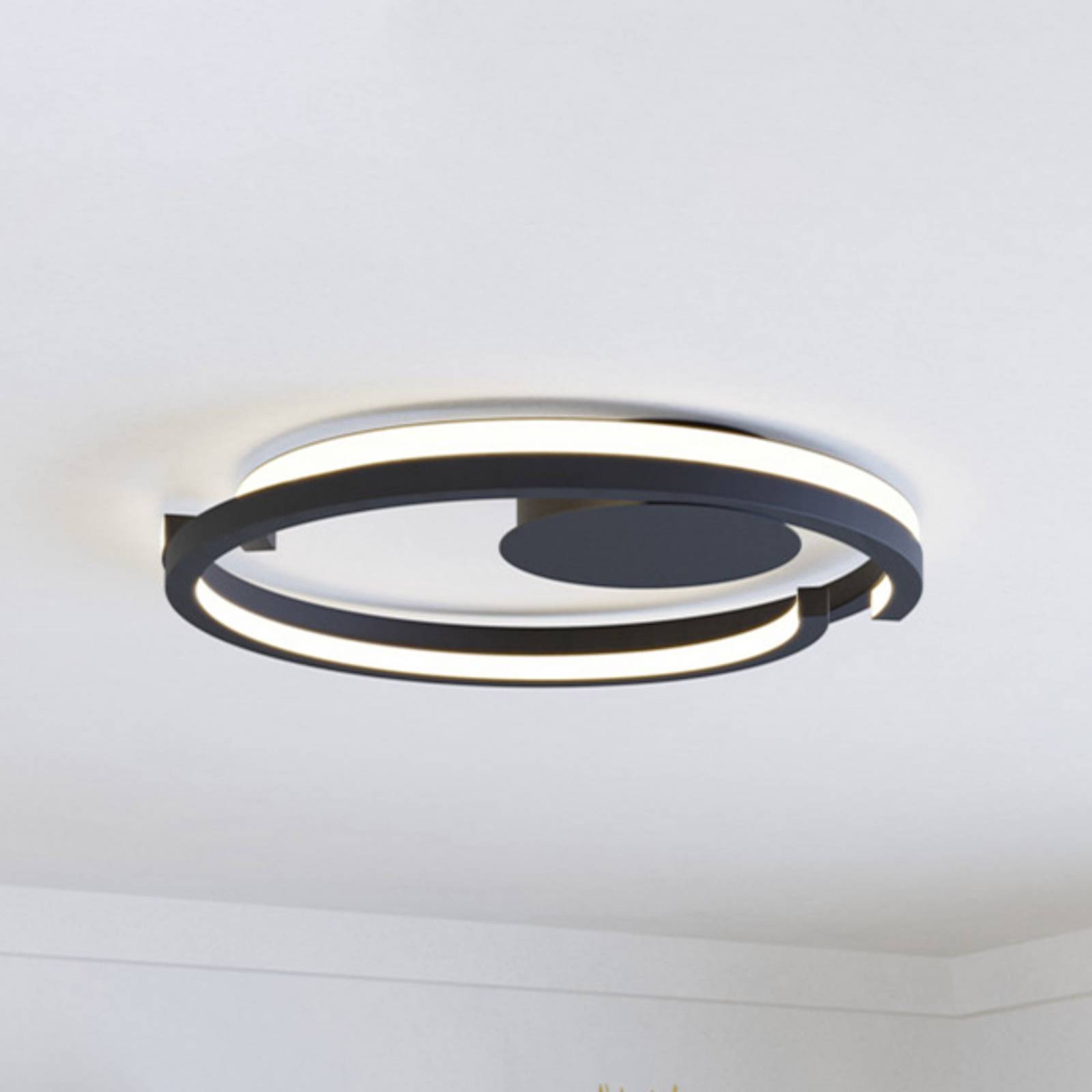 Lampa sufitowa LED EGLO MEZZOMONTE, czarna, Ø 48 cm, CCT