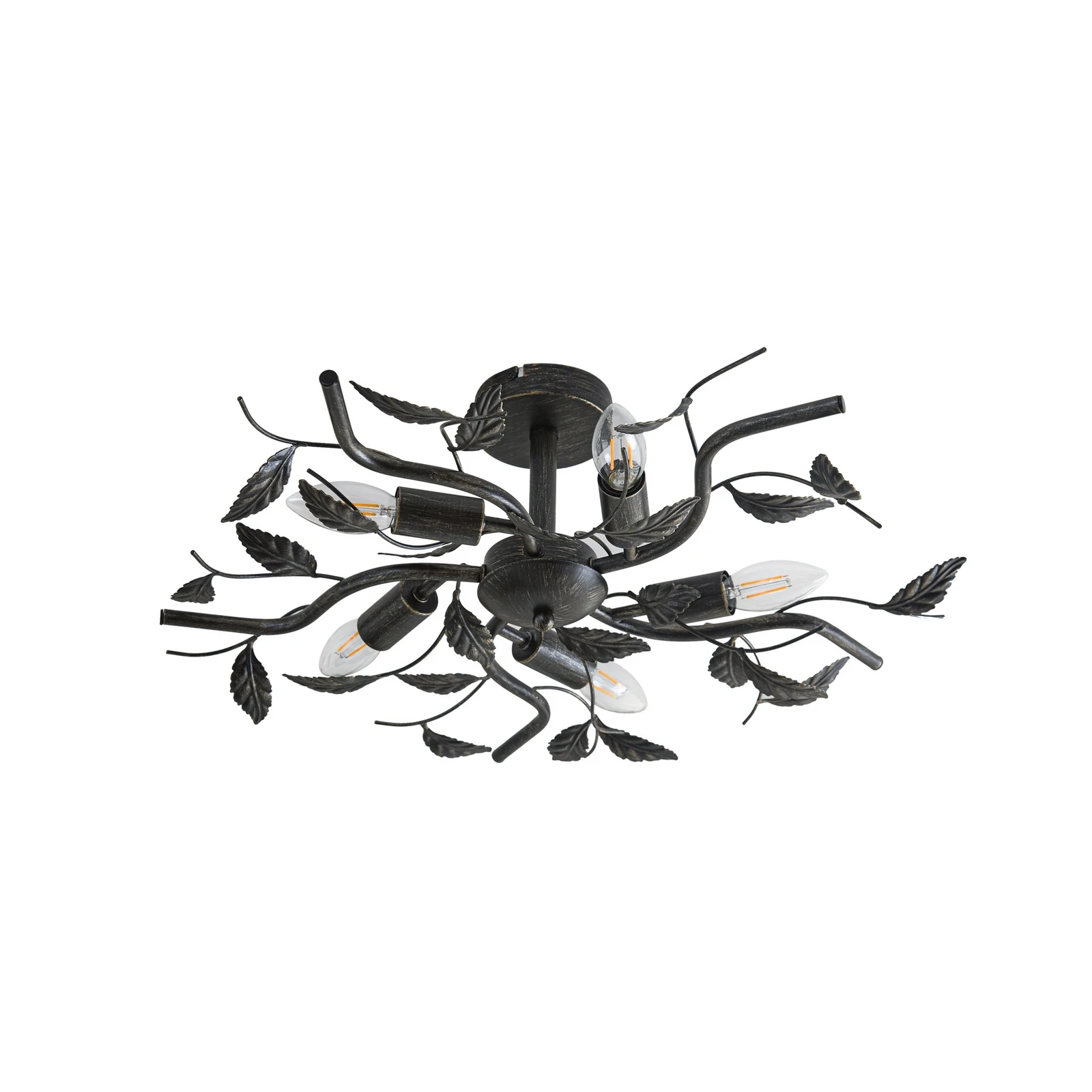 Lindby plafonieră Yos, 5 becuri, 58 cm, negru-auriu, E14