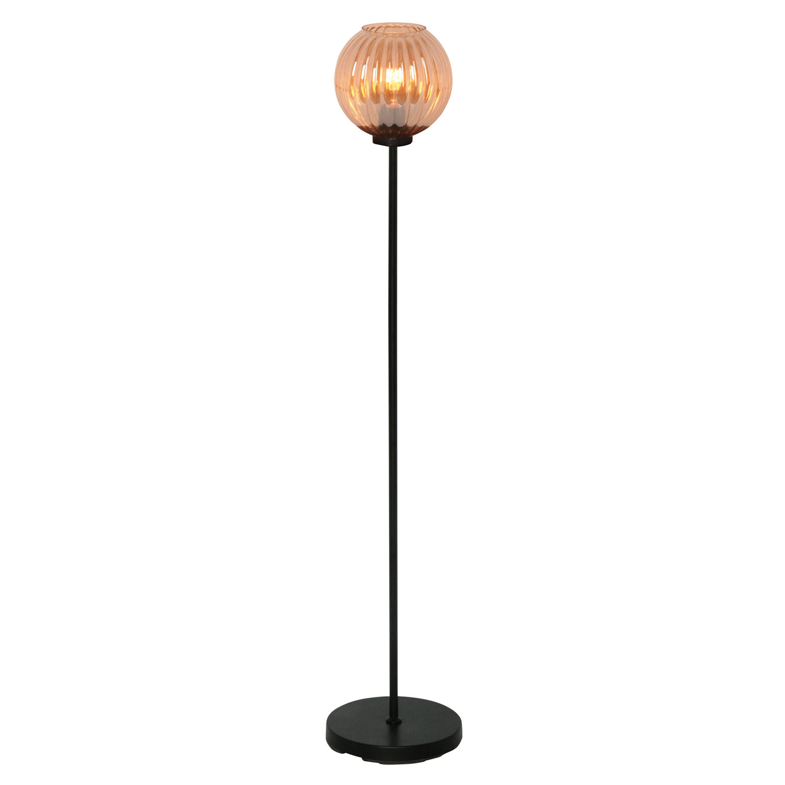 Freelight Zucca floor lamp, glass lampshade, amber, for Living / Dining Room, metal, glass, E27, 40 W, energy efficiency: A++, H: 155 cm