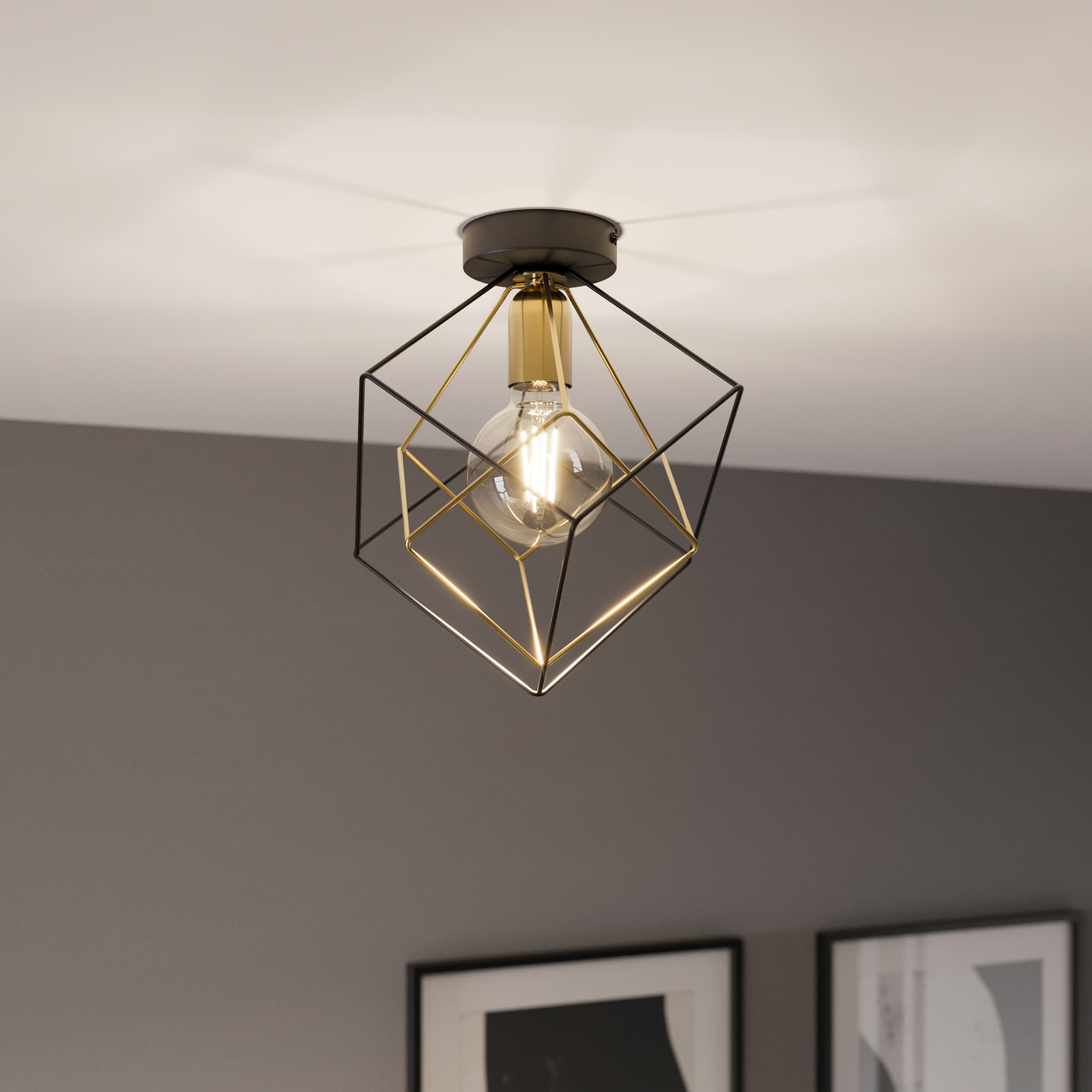 Alambre ceiling light 1-bulb, gold/black