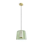 Frida pendant light, glass double lampshade, green