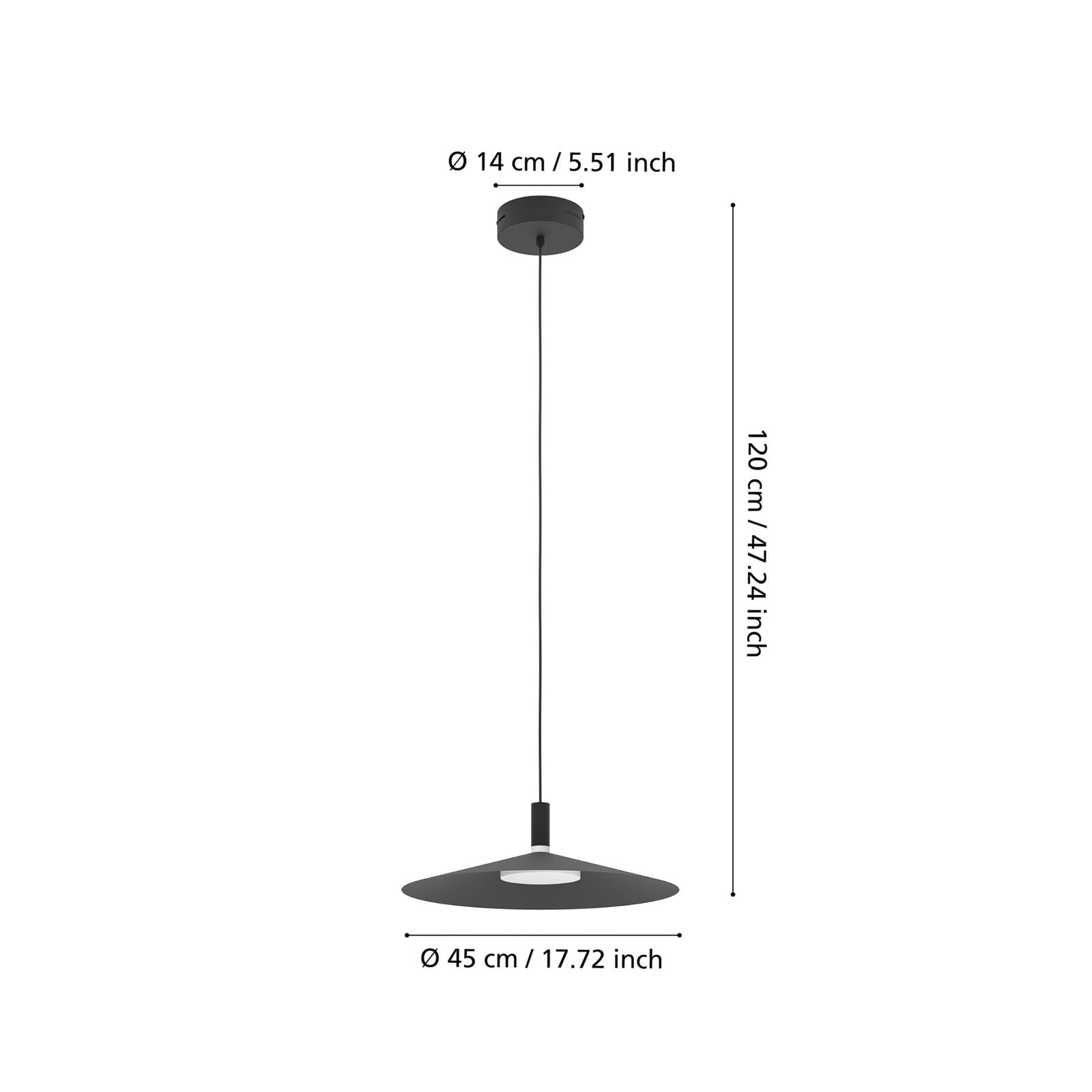 LED hanglamp Conomavilla-Z, zwart, Ø 45 cm CCT RGB