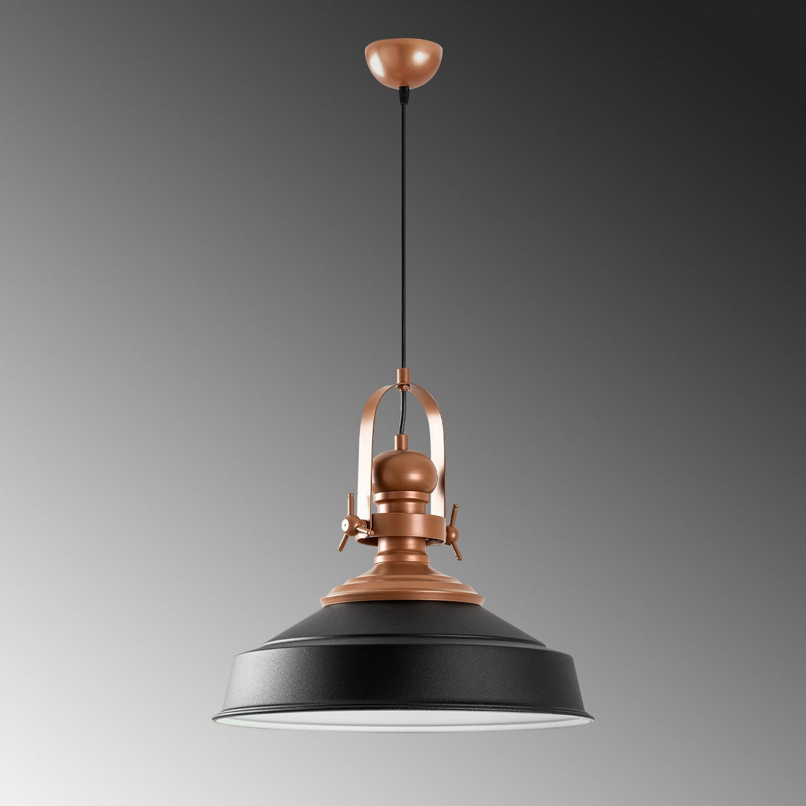 Craft pendant light, black, metal, Ø 41 cm, E27