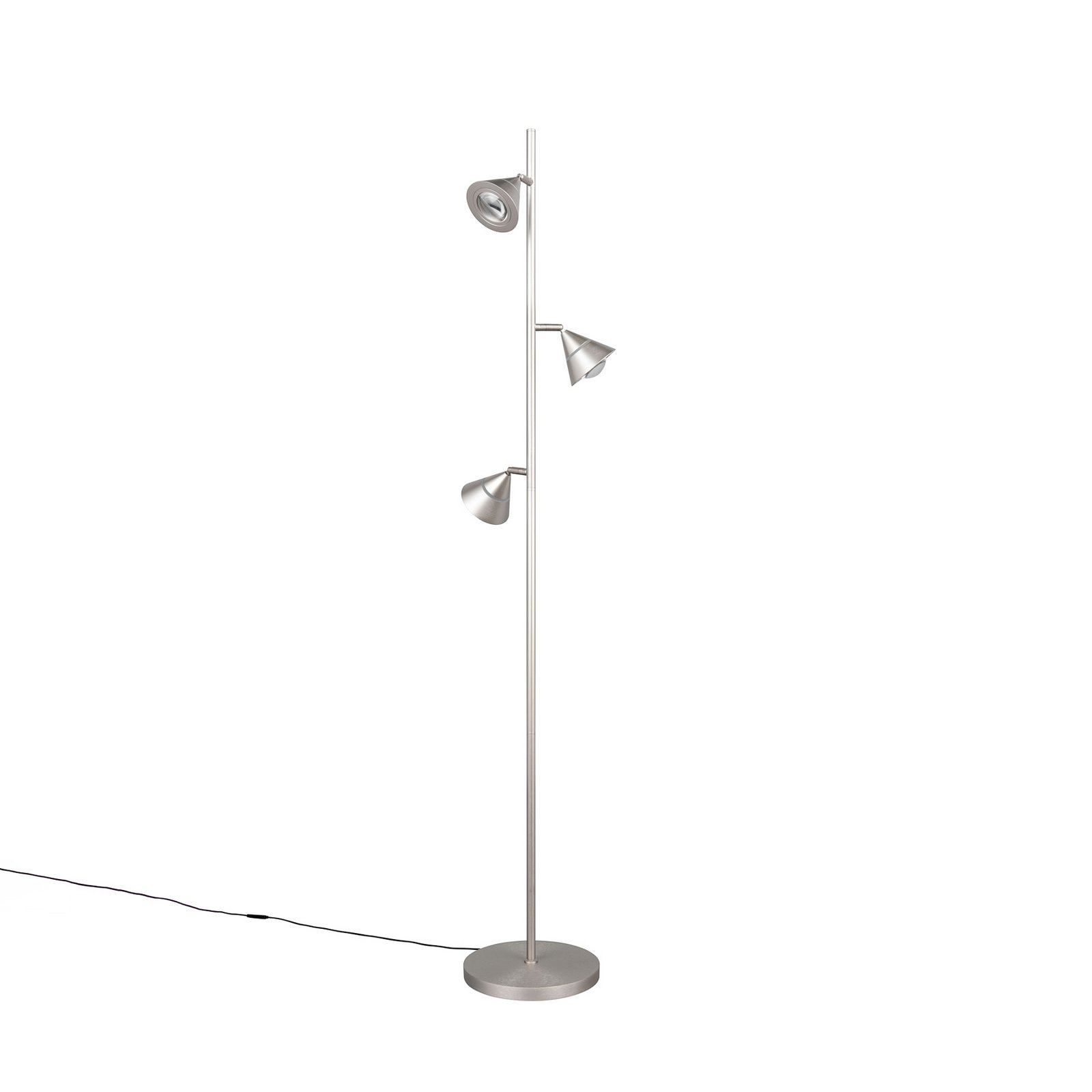 Candeeiro de pé LED Romeo, altura 150 cm, metal niquelado, 3 lâmpadas. Candeeiro de pé LED Romeo, altura 150 cm, metal niquelado, 3 lâmpadas.