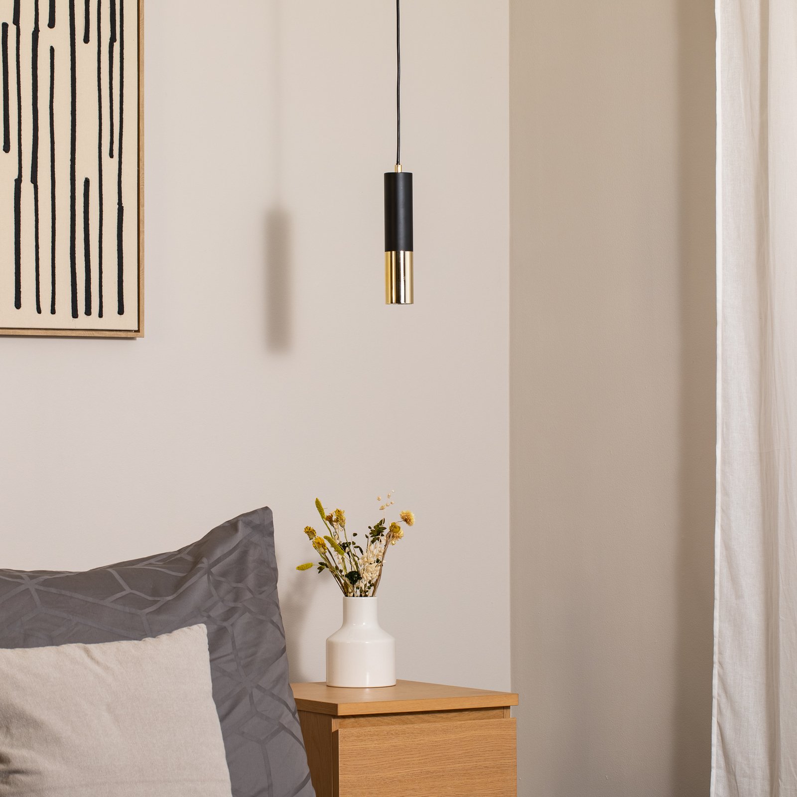 Lampada a sospensione Orino, nero/oro, metallo, GU10