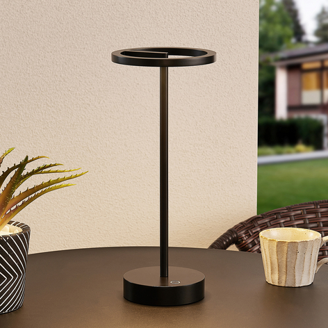 Lucande Halona LED-Tischlampe, Akku, USB, schwarz