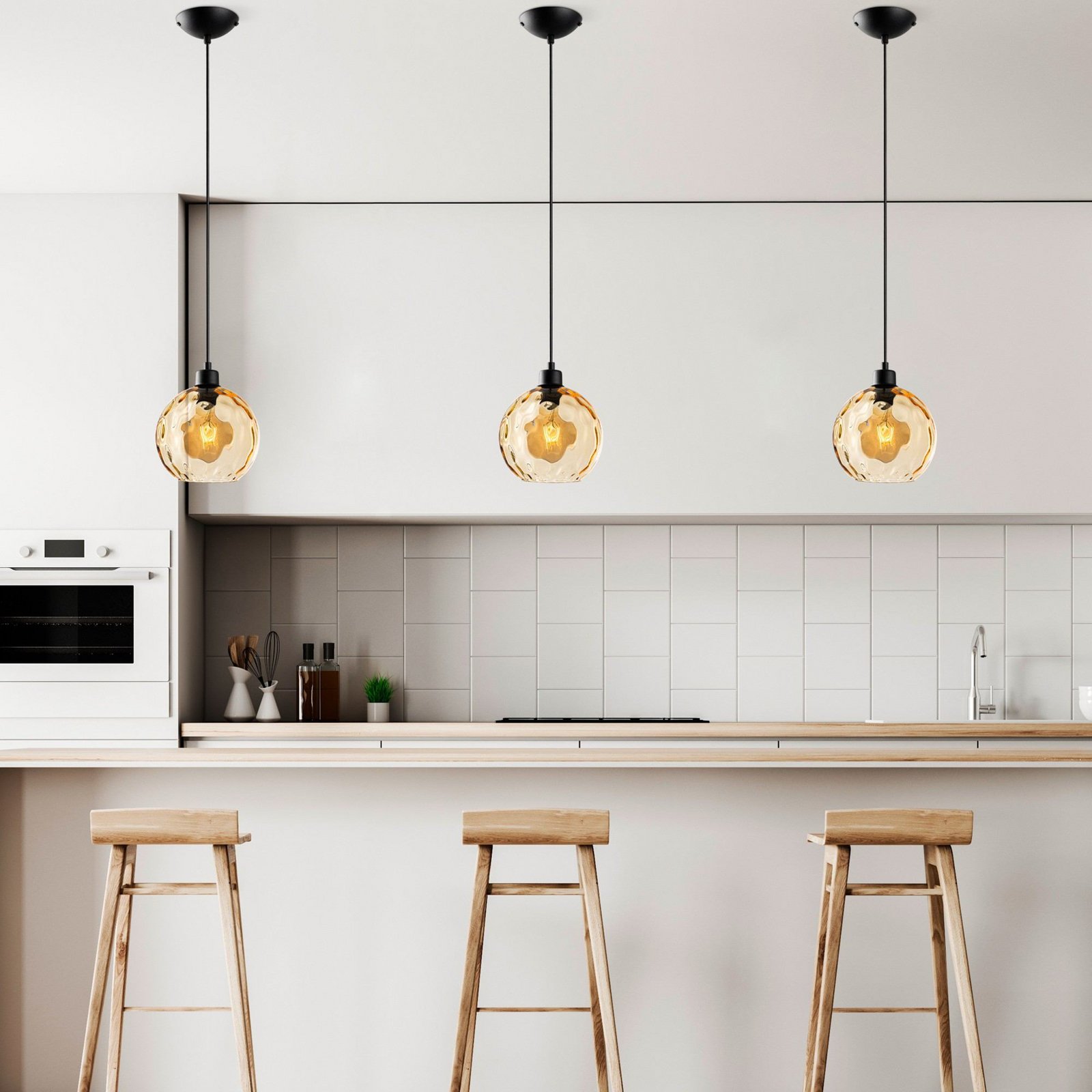 Piekaramais gaismeklis Benek, dzeltens, stikls, Ø 20 cm, E27