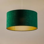 Salina pendant light in velour fabric, green/gold