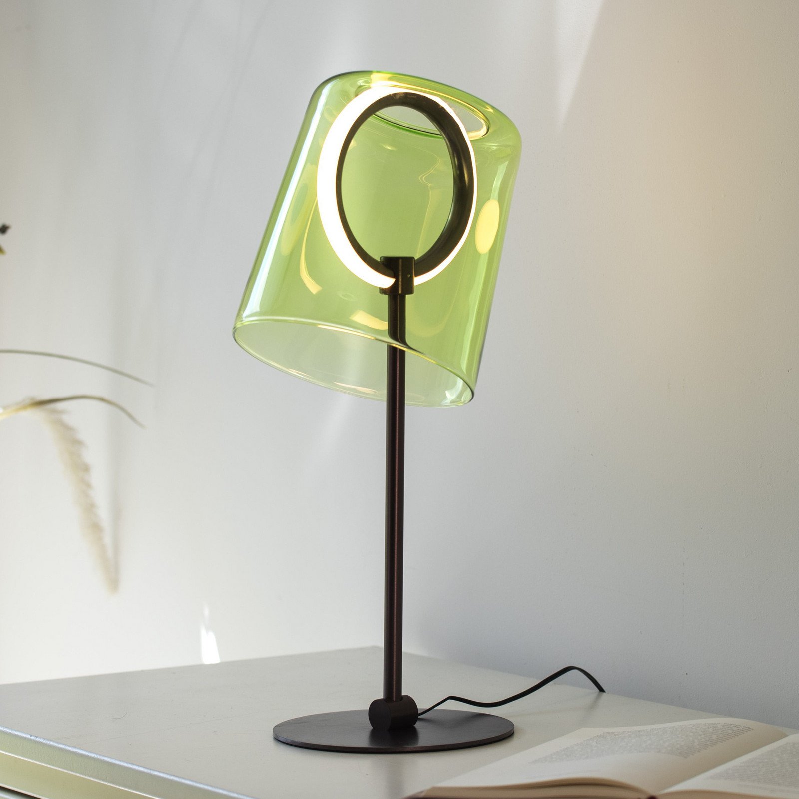 Paul Neuhaus Lampă de masă LED Zula verde înălțime 42 cm - Camera de zi / sufragerie - modern - Sticlă