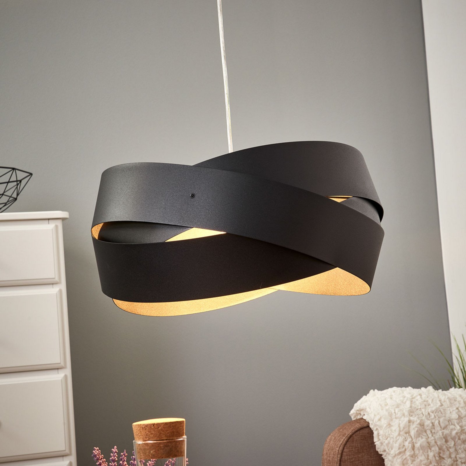 Domiluce Lampă suspendată Tornado Ø 40 cm negru - Camera de zi / sufragerie - modern - Metal
