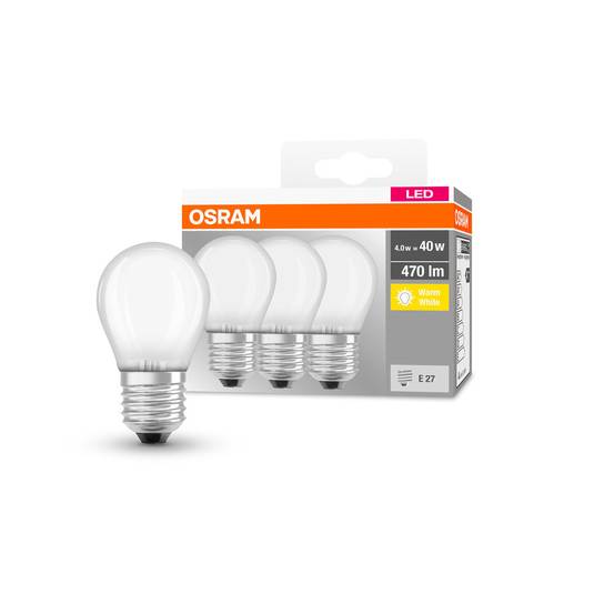 OSRAM LED-dråpepære E27 P40 4W 2700 K 470lm matt 3