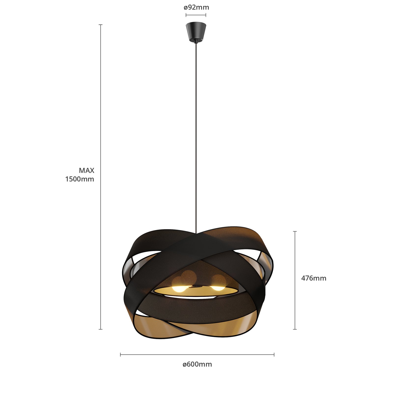 Simaria Candeeiro Suspenso Black - Lindby