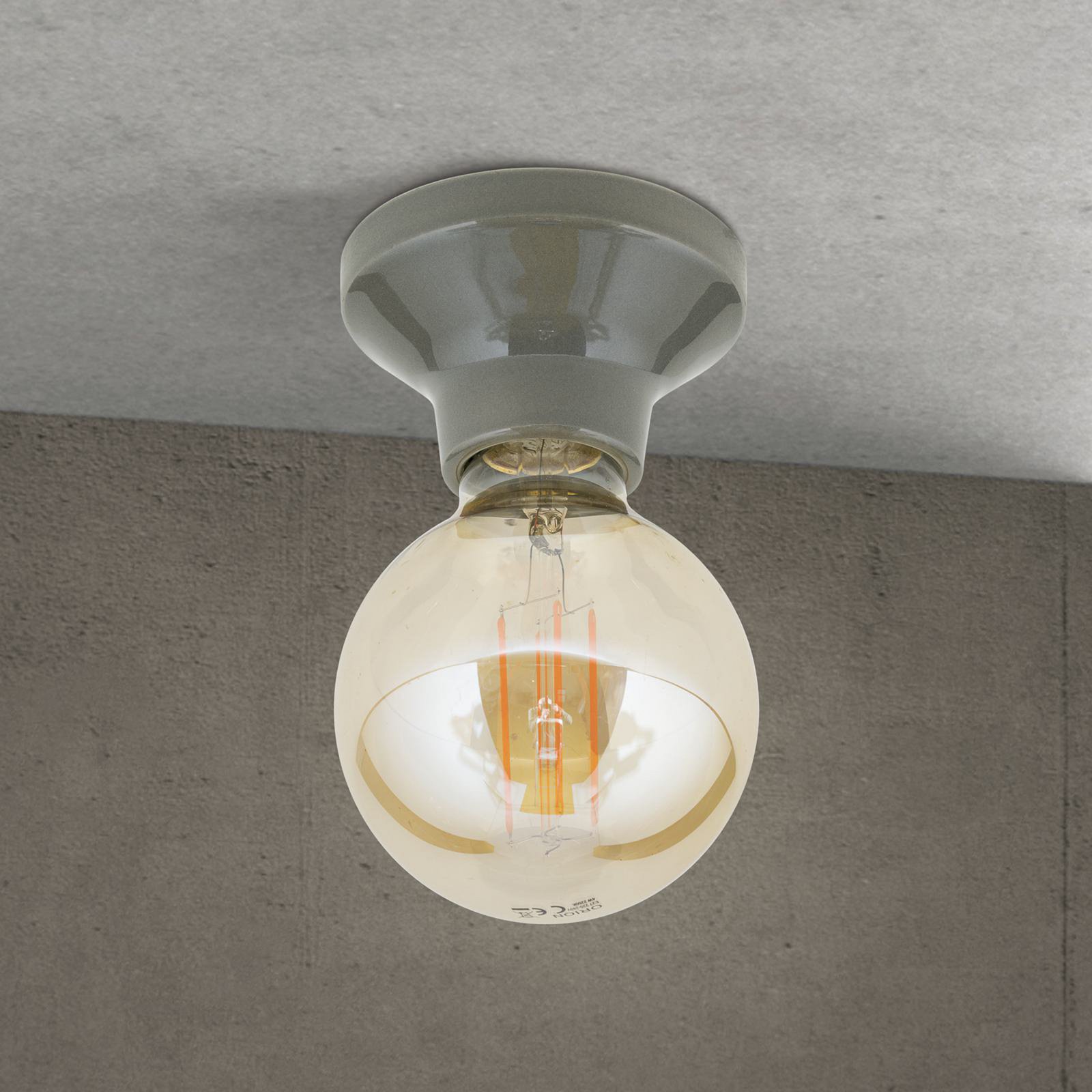 Plafonnier Frost, gris, céramique, E27
