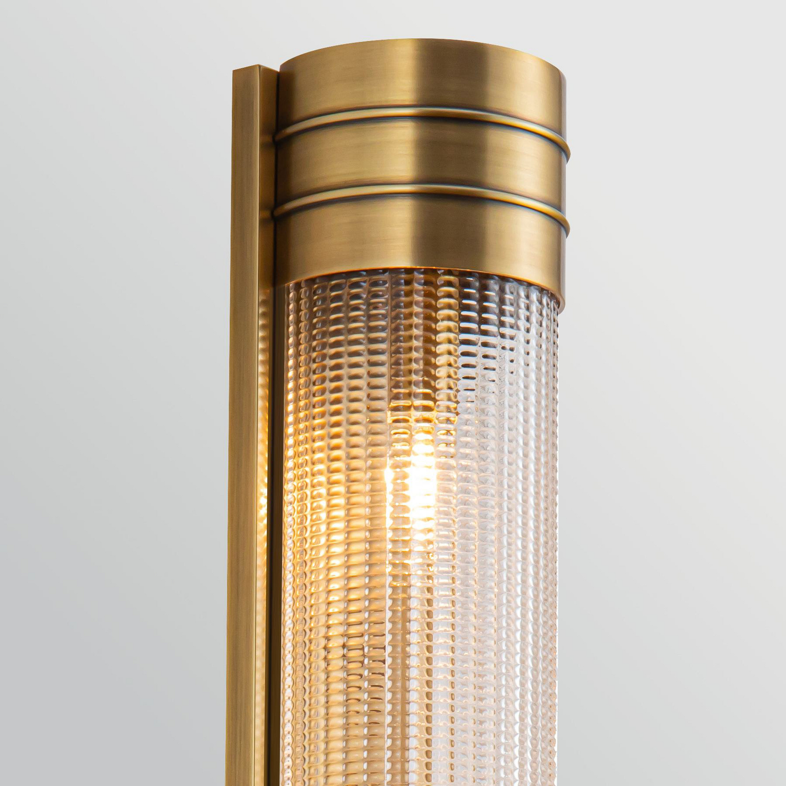 Vegglampe WILLARD, gammel messing, høyde 47 cm Metall/glass 2x E14