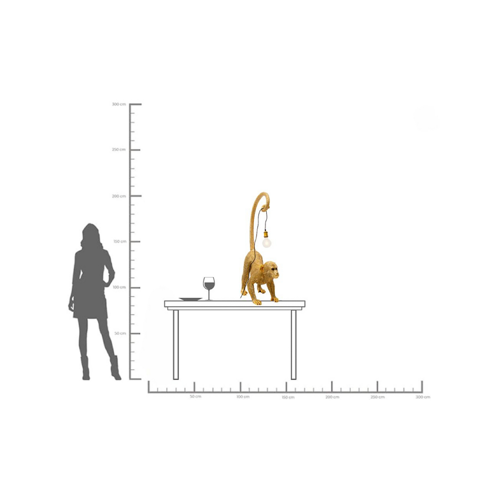 Lampe de sol KARE Monkey Dance, couleur or, 120 cm, E27