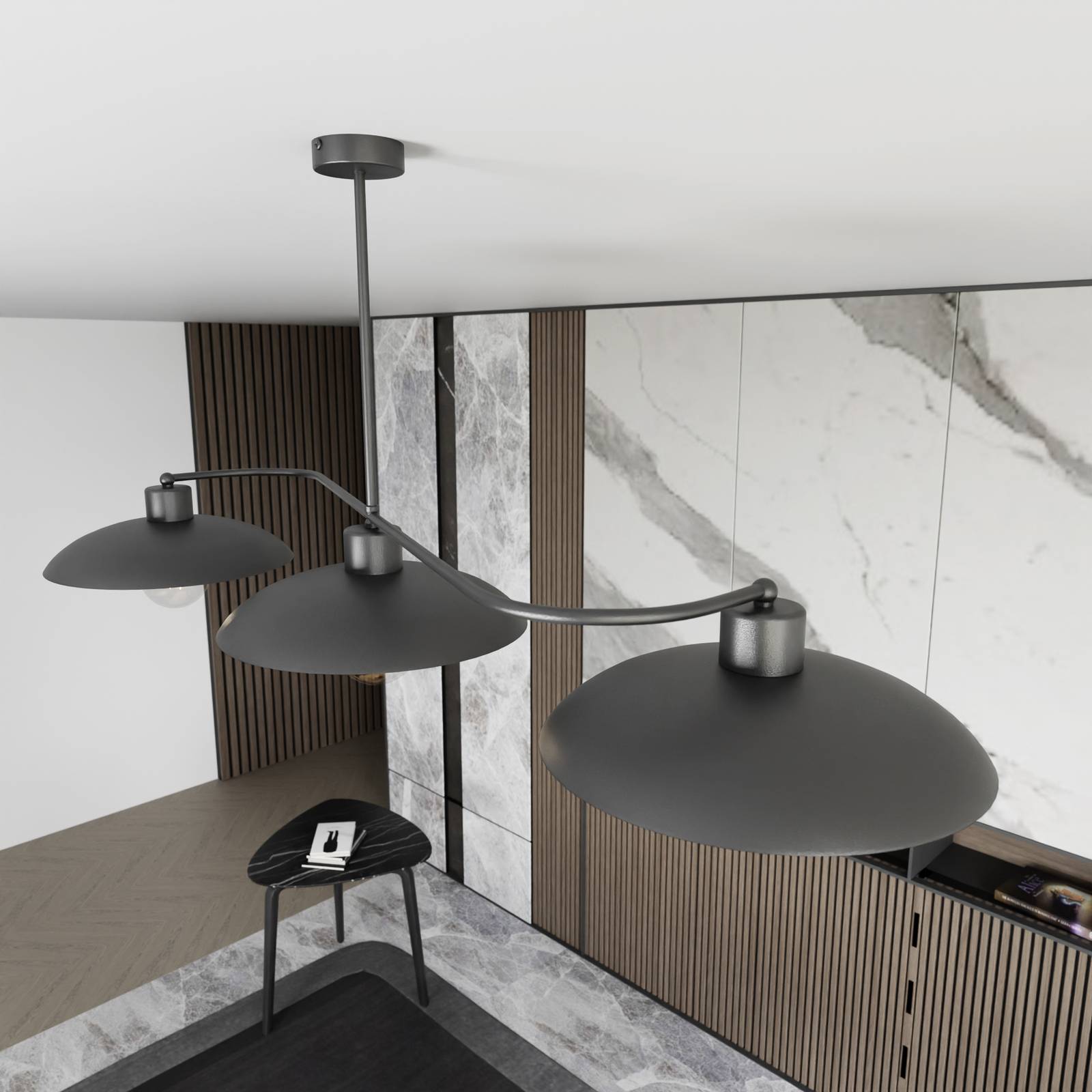 Lampa sufitowa Foster, 3-punktowa, 113 cm, czarna, metalowa
