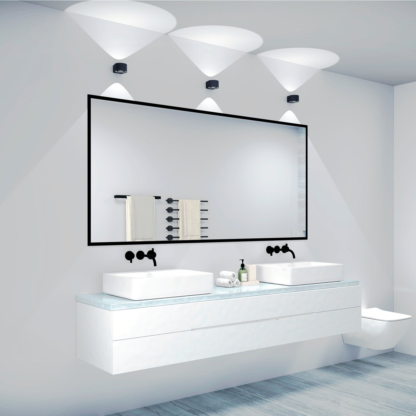 LOOM DESIGN Frey LED wall light IP65 2x6W black