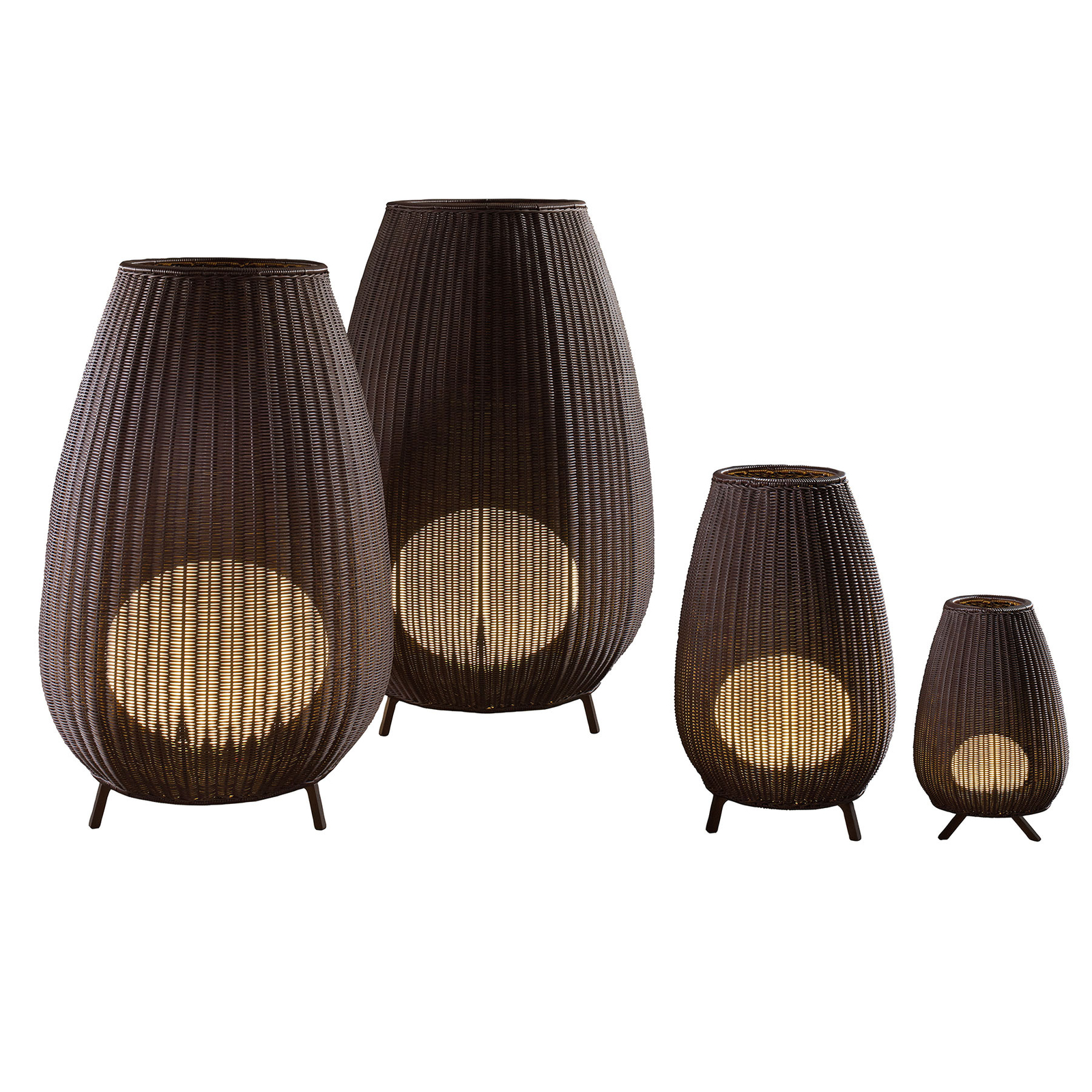 Bover Amphora 02 terrasselampe, brun rattan - design udendørslampe brun - polyethylen, aluminium