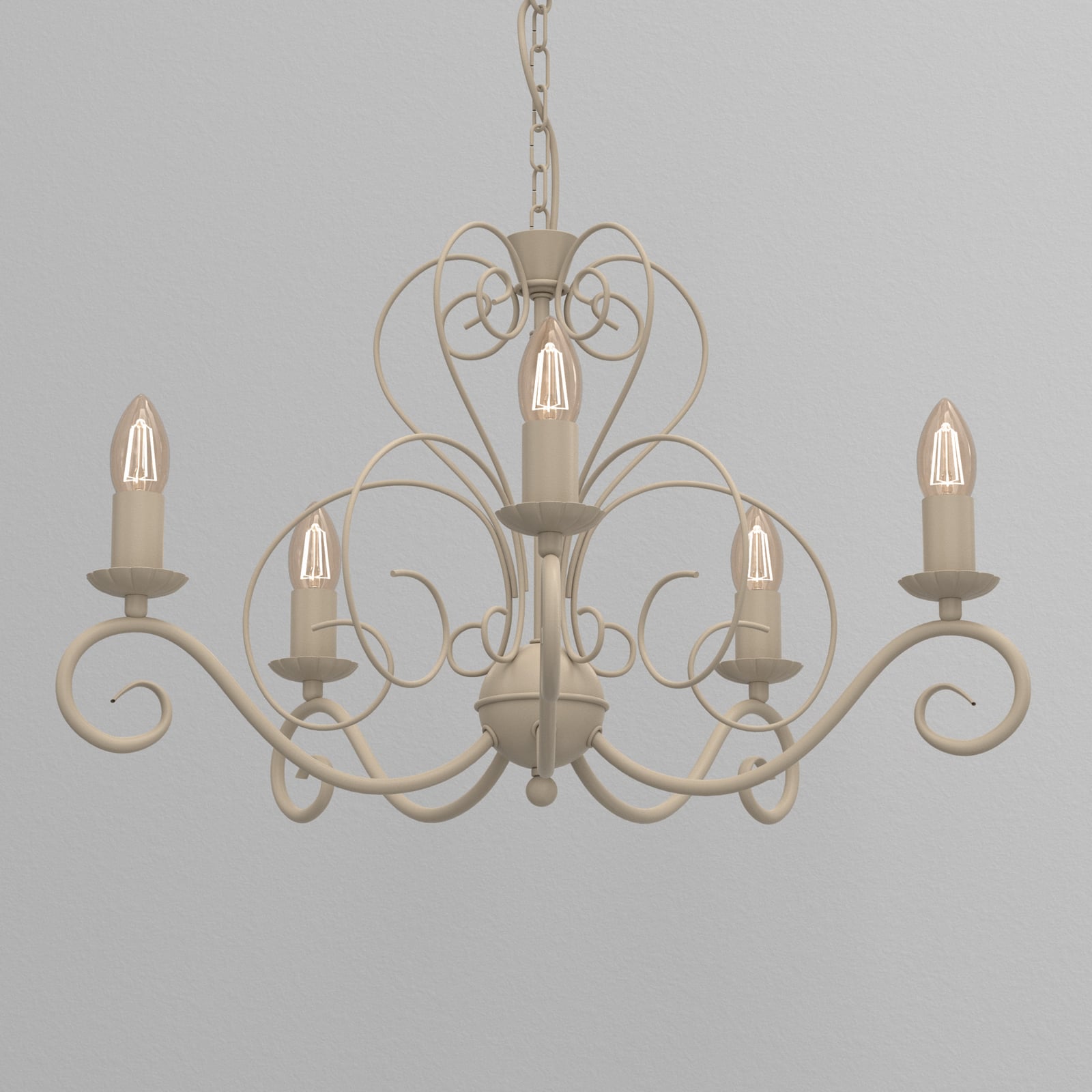 Mauro chandelier, beige, 5-bulb, Ø 62 cm, metal, E14 Mauro chandelier, beige, 5-bulb, Ø 62 cm, metal, E14