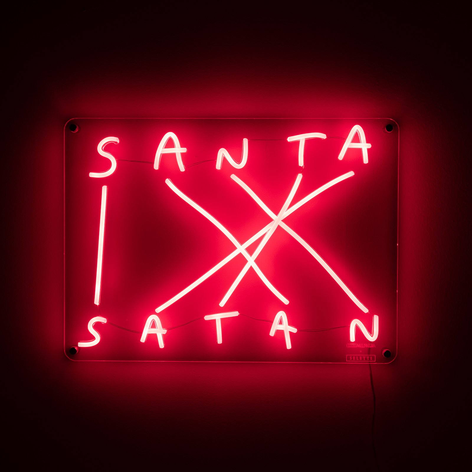 LED-koristeseinävalaisin Santa-Satan, punainen