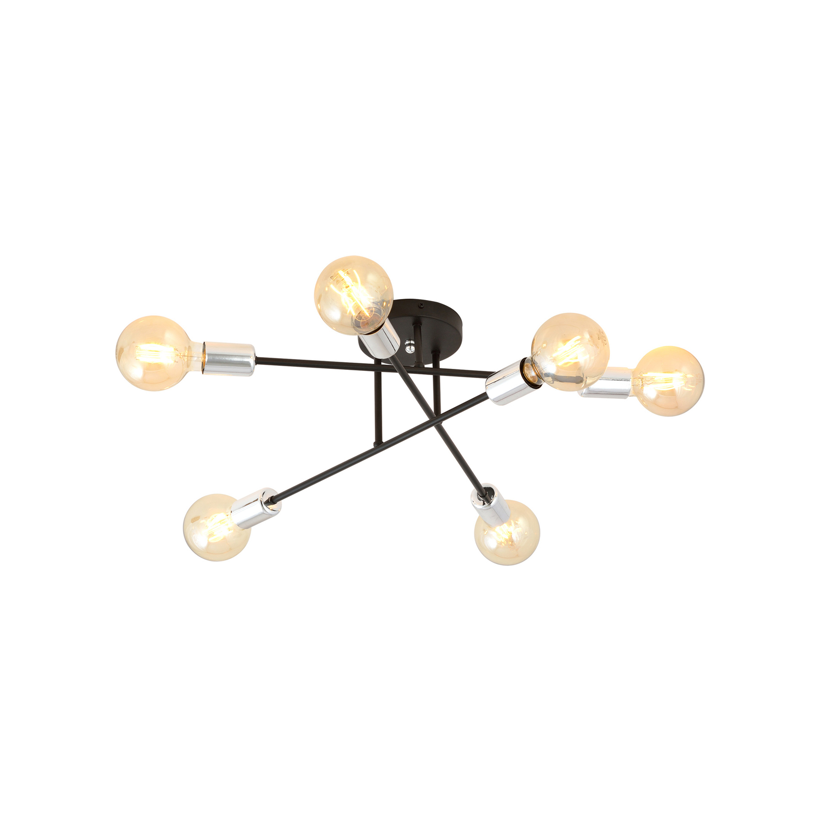 Plafón Veken 6B 6 luces negro/plata