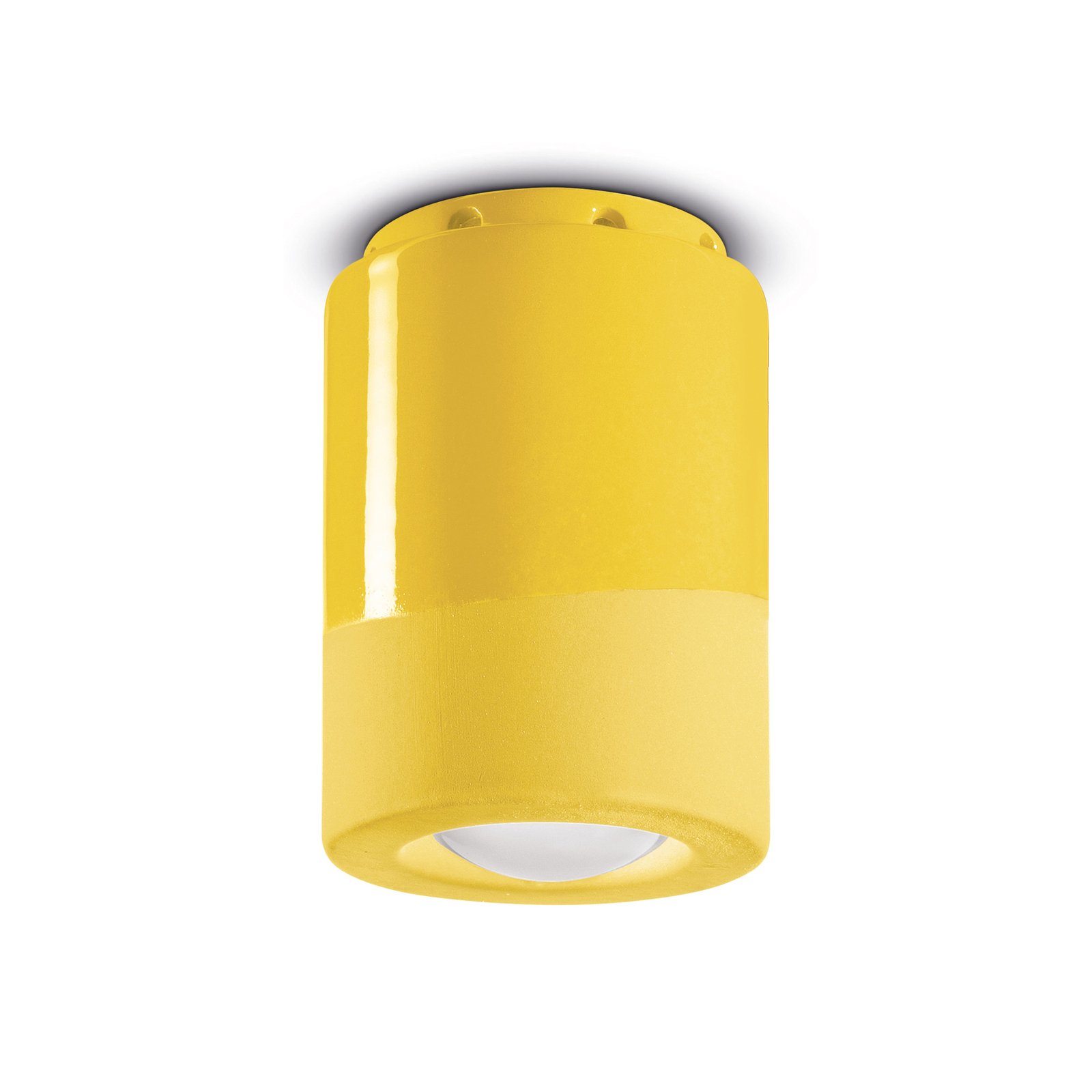PI ceiling lamp, cylindrical, Ø 8.5 cm, yellow