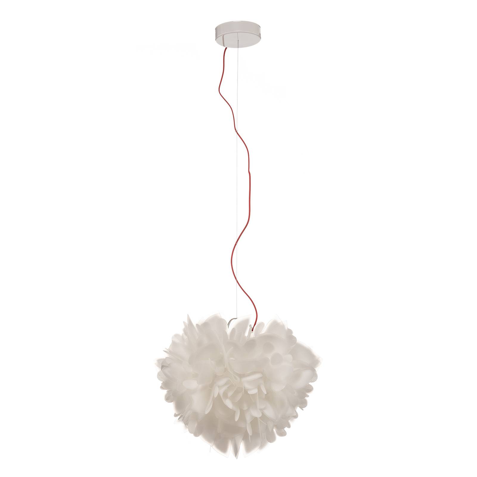 Slamp Veli Foliage sospensione bianco-rosso Ø 45cm, per soggiorno / sala da pranzo, Opalflex® (plastica), E27, 12 W, altezza: 35 cm
