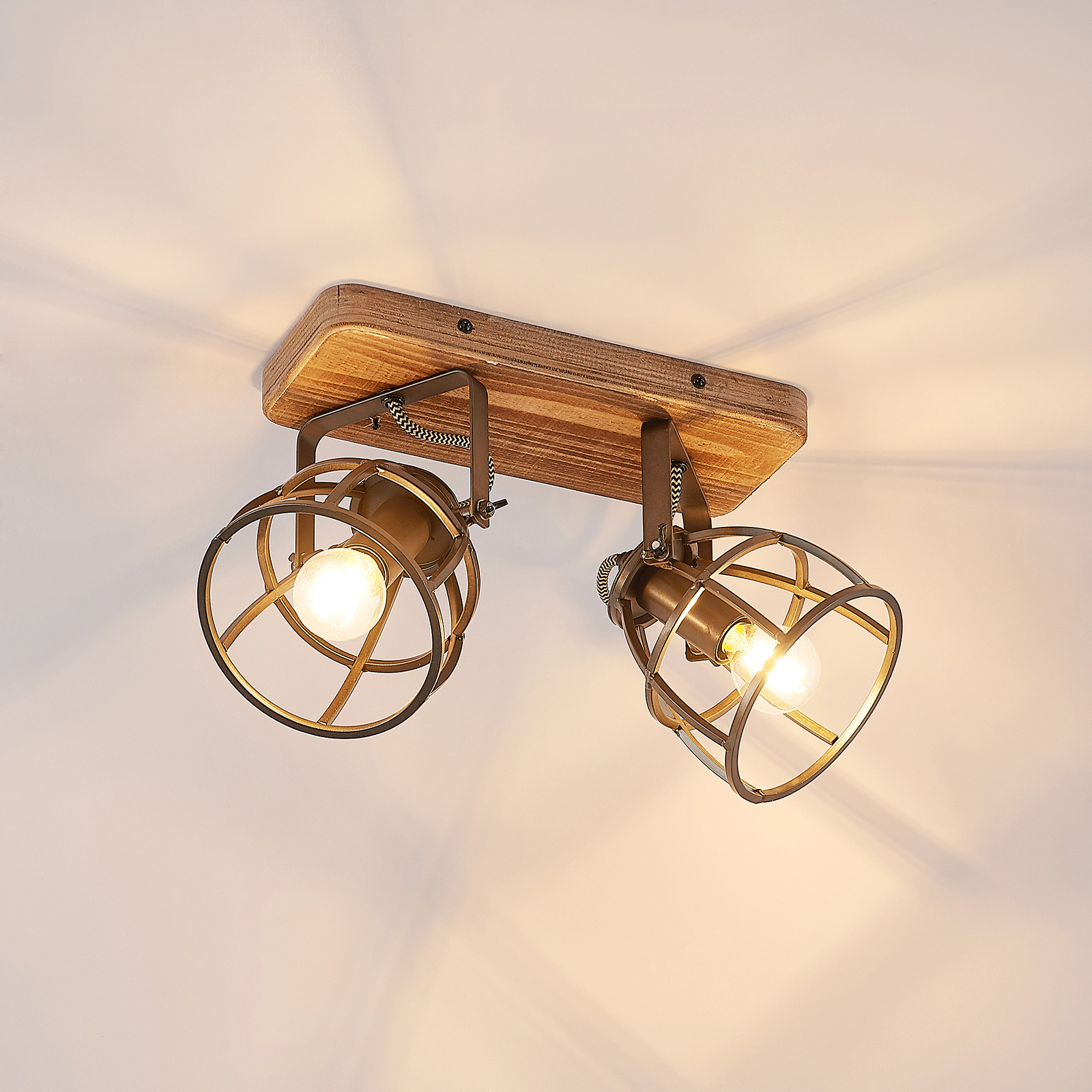 Rutger 2 Kattovalaisin Wood/Black - Lindby