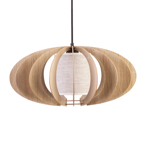 Hängeleuchte Modern A L mit Holz-Lamellen, Ø 60 cm