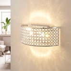 LED glazen kristalwandlamp Alizee in chroom