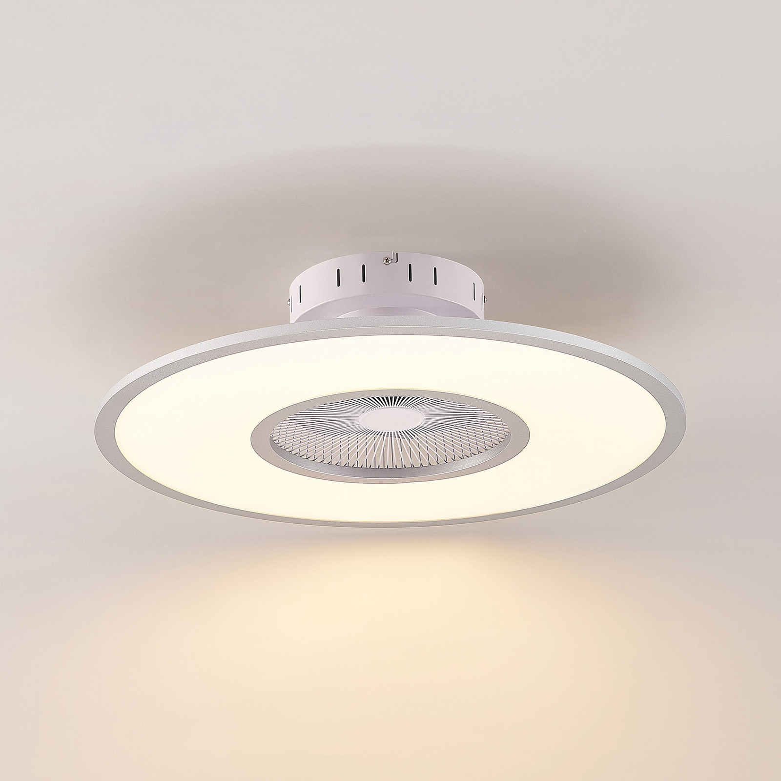 Lindby LED ceiling fan Romea, round, DC, quiet, 60 cm
