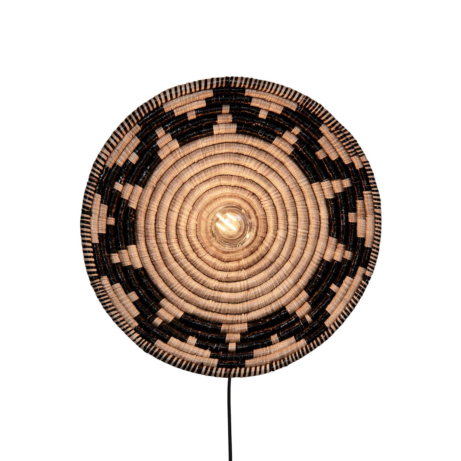 GOOD & MOJO Wandlampe Andros schwarz natur Stecker Ø 45cm