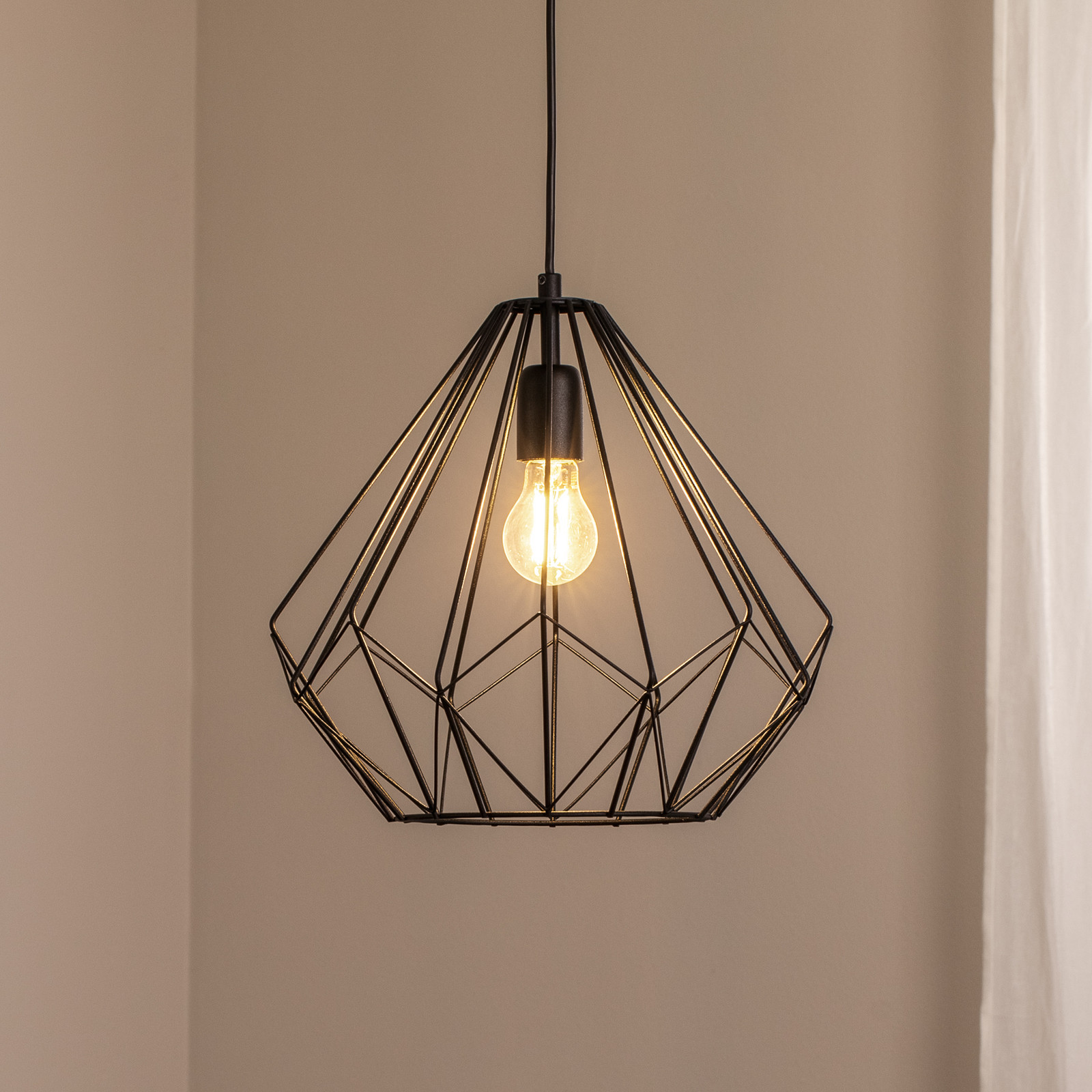 Opviq Lampă suspendată Diamond negru metal Ø 37 cm E27 - Camera de zi / sufragerie - Modern