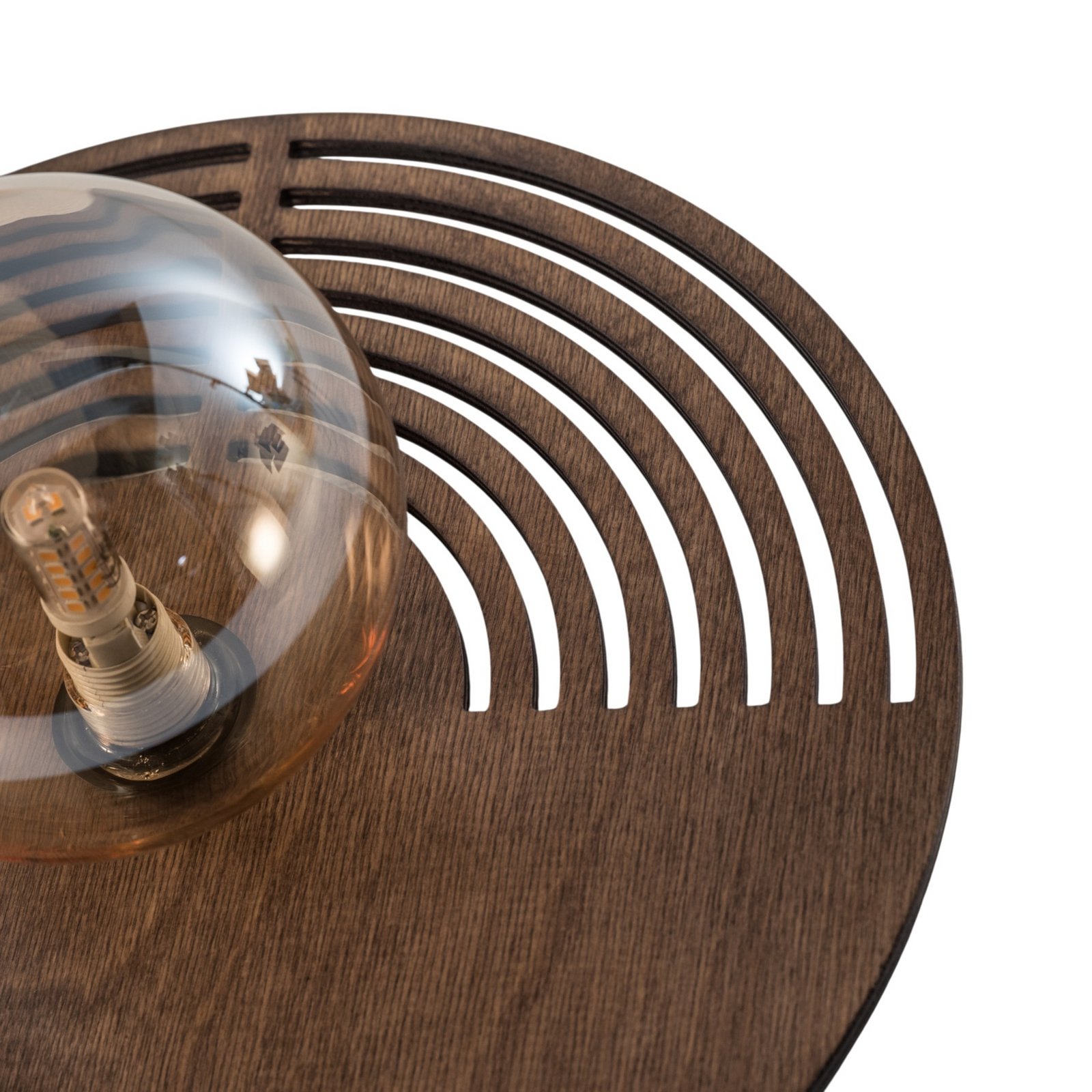 Wandleuchte Lunar, weiß/holzfarben, Ø 30 cm, G9