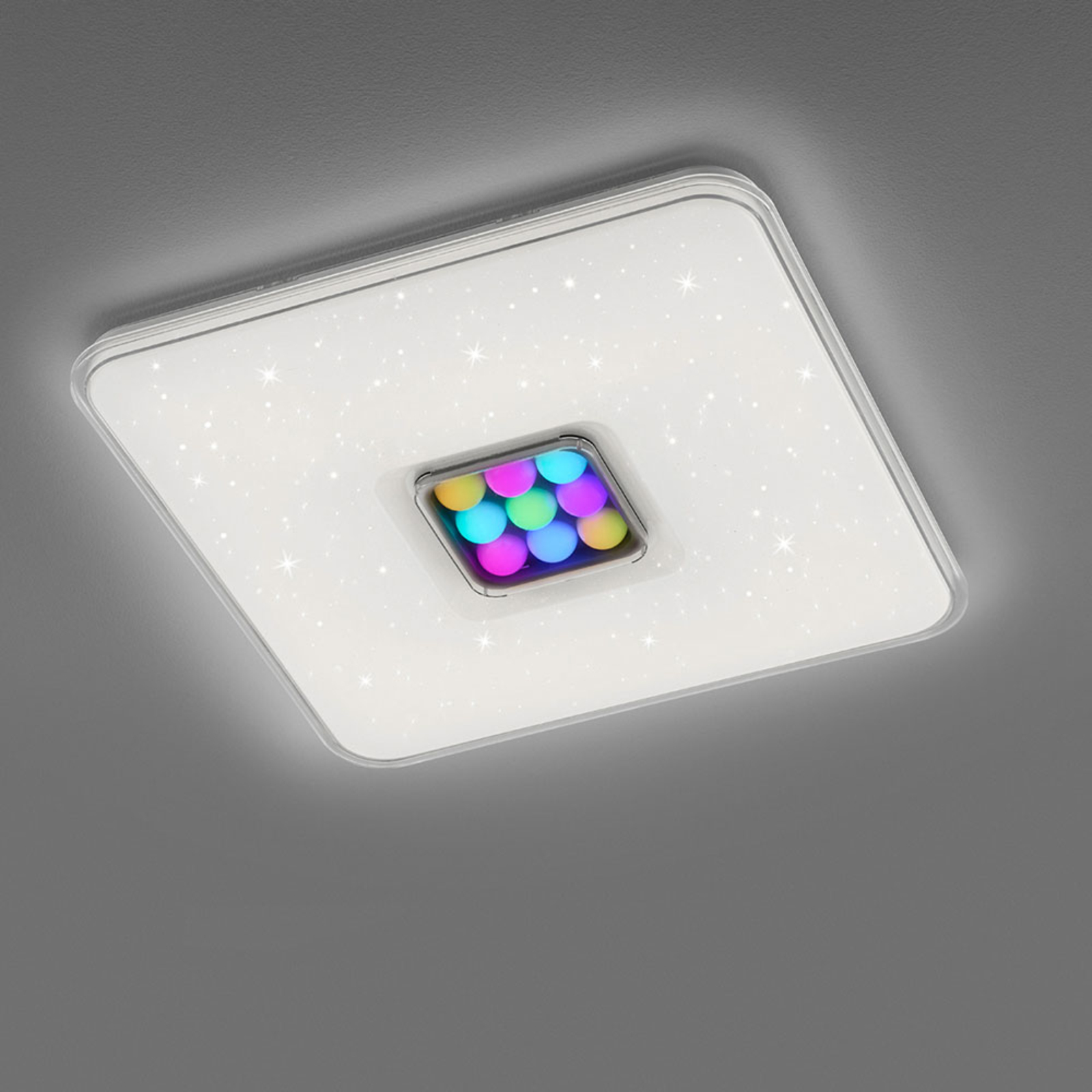 Trio Lighting Ogasaki LED ceiling lamp, RGBW, remote, Ø 52 cm, for Living / Dining Room, plastic, energy efficiency: A+, L: 52.5 cm, W: 52.5 cm, H: 7 cm