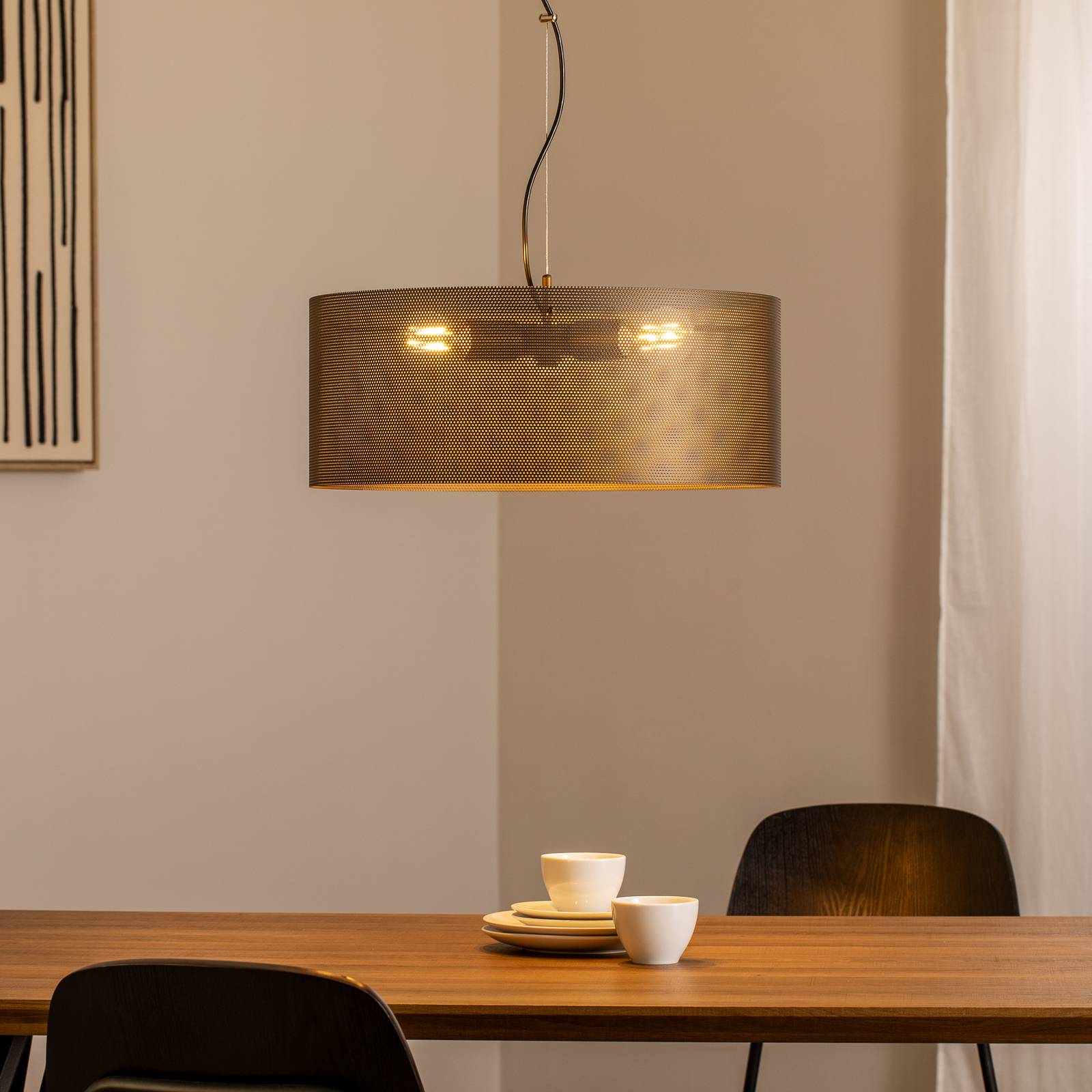 Hängelampe Zofia, kaffeebraun, Metall, Ø 50 cm, 3-flg., E27 günstig online kaufen
