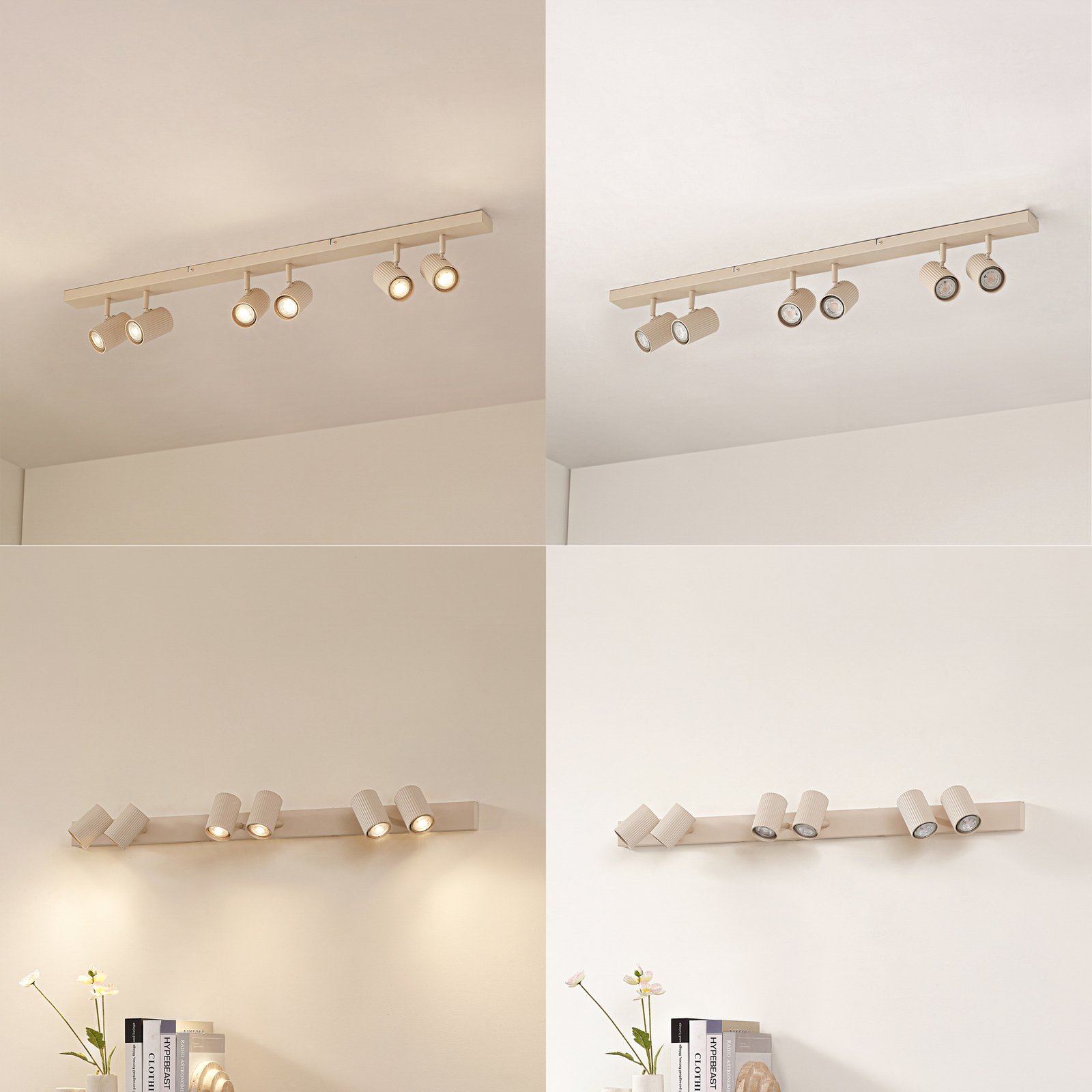 Lindby Deckenspots Kardis, beige, 6-flg., Metall, GU10