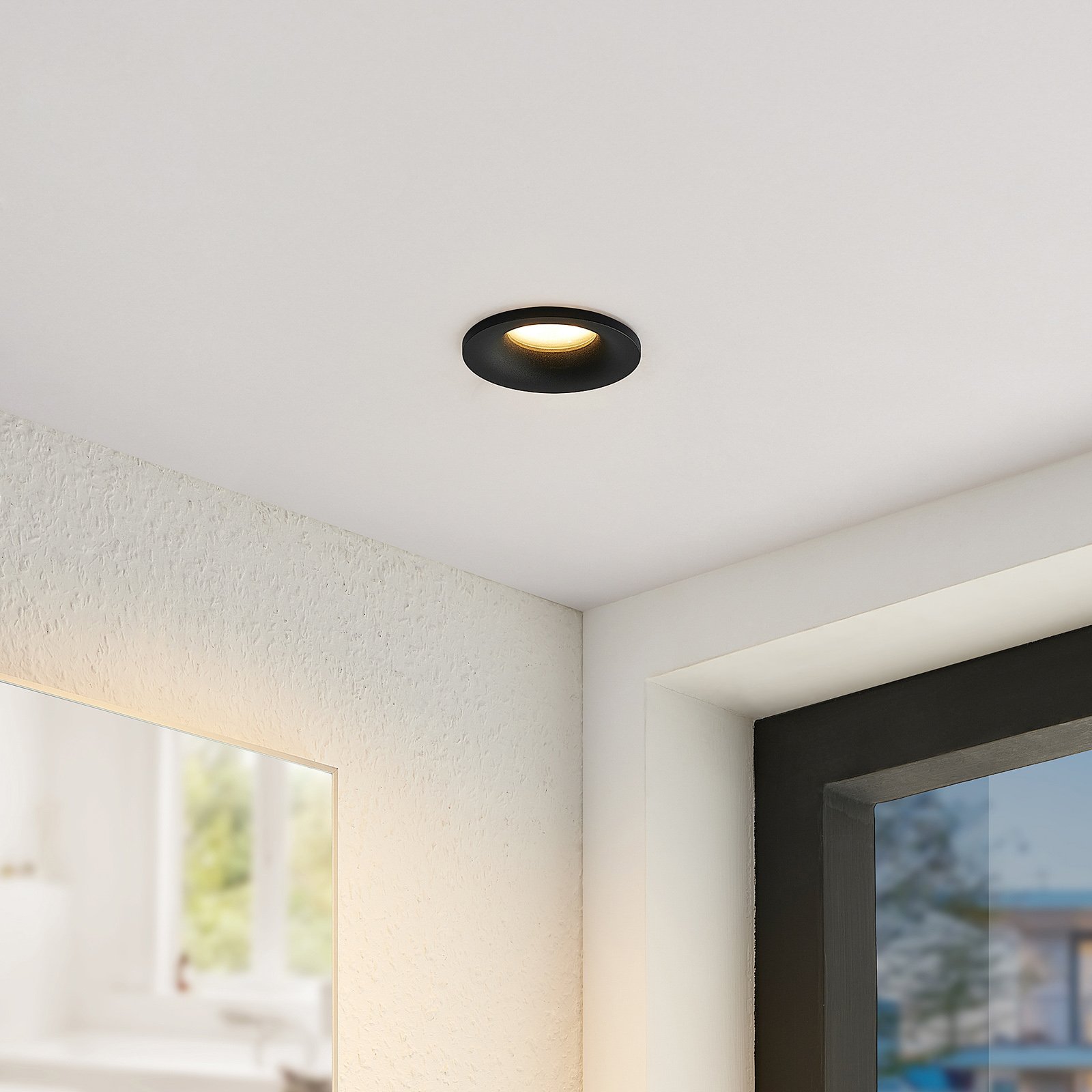 Arcchio Enia recessed lamp, round, black