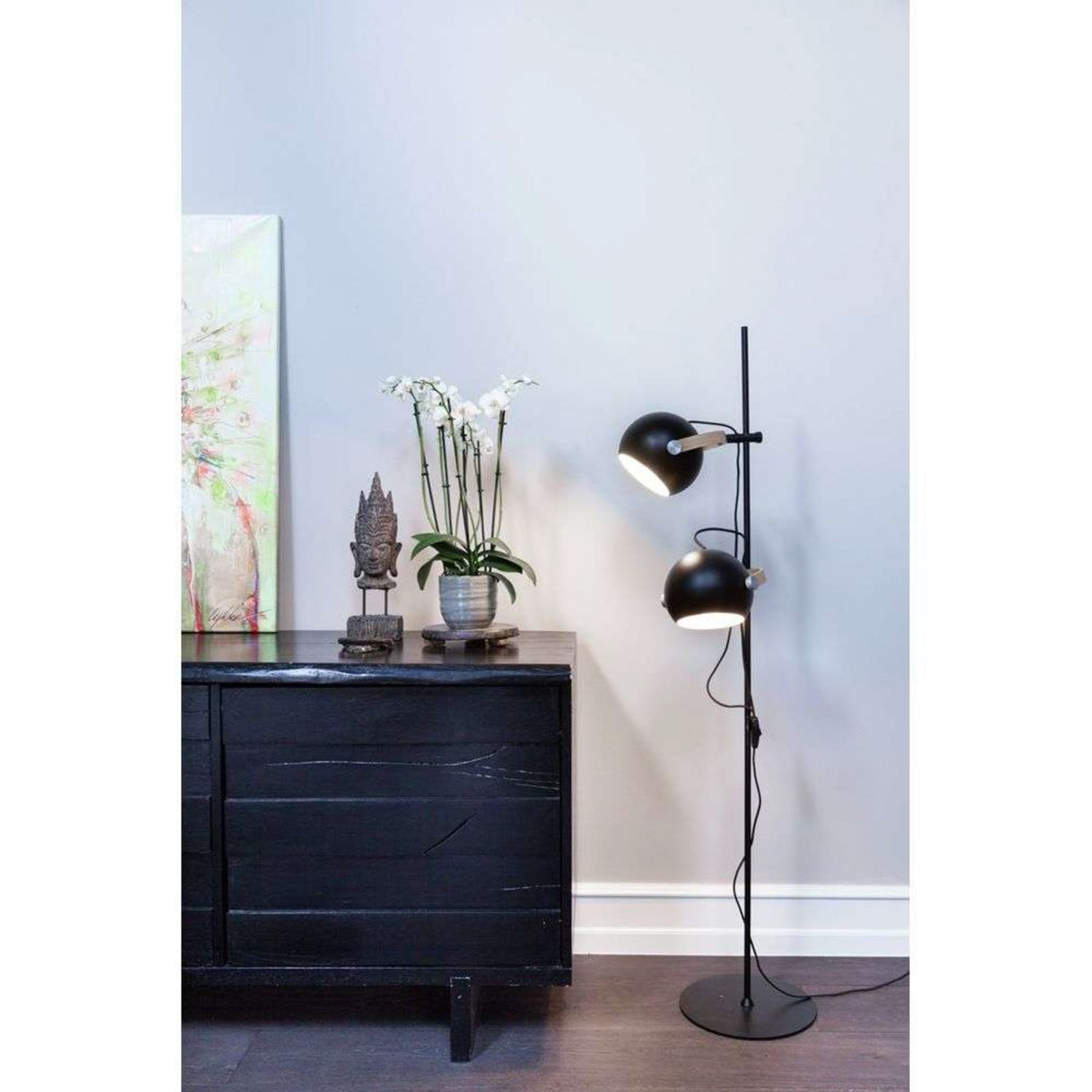 D.C Gulvlampe 2L Ø18 White/Oak Halo Design - Stue - Glas billede