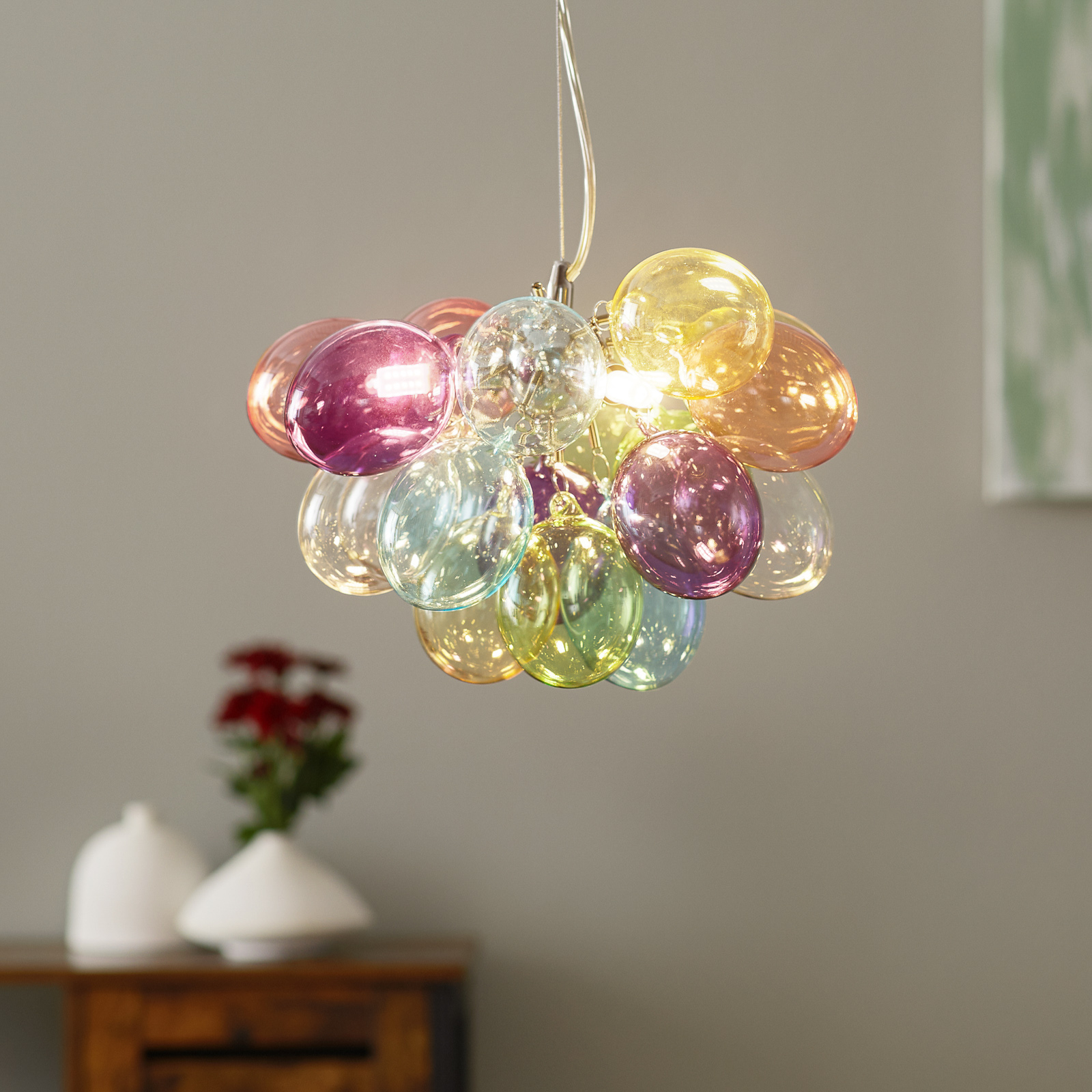 By Rydéns Gross glass hanging lamp colourful 30 cm, for Living / Dining Room, glass, G9, 40 W, energy efficiency: A++, H: 20 cm