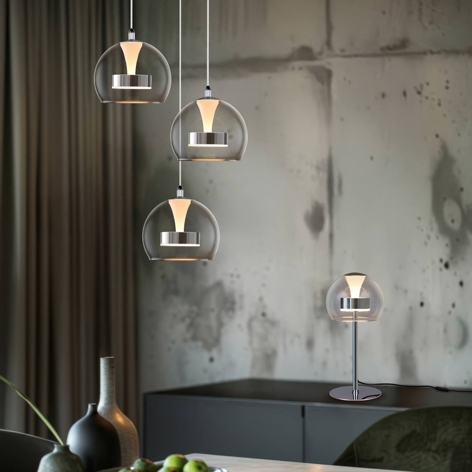 LED-Hängelampe Flynt, Ø 42 cm chromfarben, Metall CCT 3-flg. günstig online kaufen